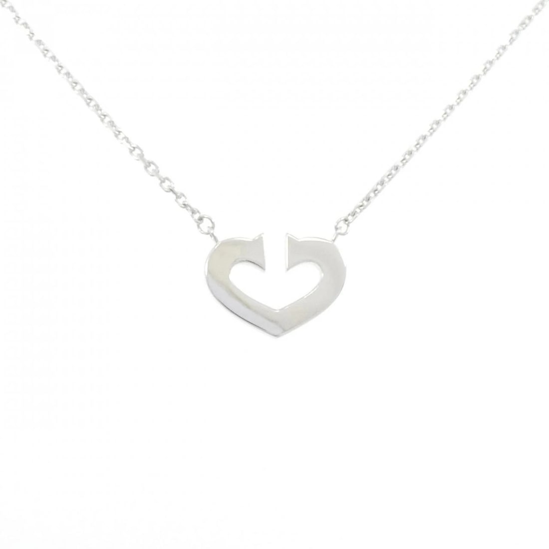 CARTIER C HEART NECKLACE: Cartier C Heart Necklace Brand: CARTIER Type/Style: Cartier Necklace Material: 750 white gold, Color: white gold Size: 40cm Pendant length approx. x width approx.: 12.2mmx16.3mm Chain maximum width