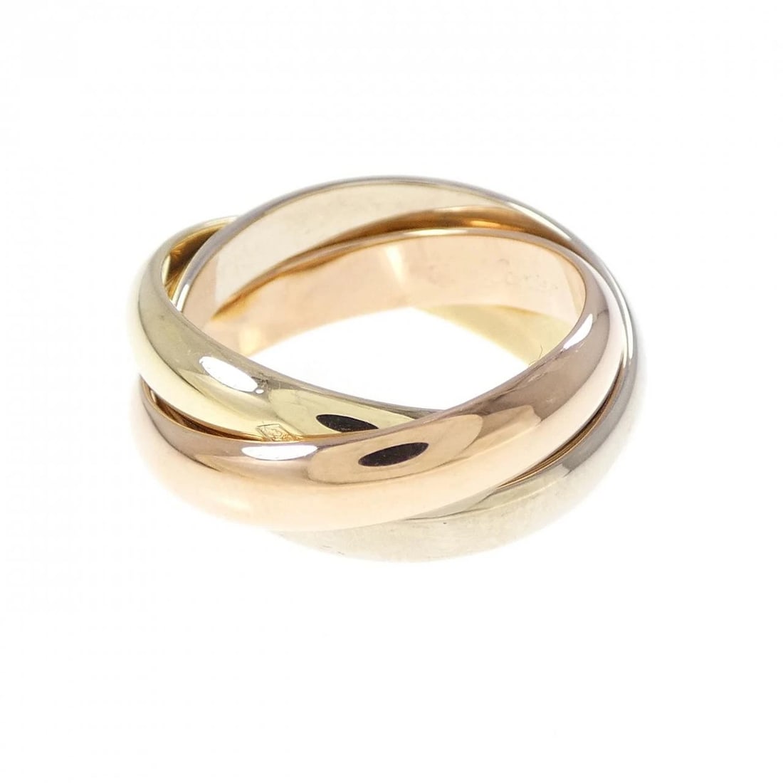CARTIER TRINITY RING: Cartier Trinity ring Brand: CARTIER Type/Style: Cartier Ring Material: 750 Yellow Gold/750 White Gold/750 Pink Gold, Color: Yellow GoldWhite Gold Pink Gold Size: US5(49) Accessories: None Accessories
