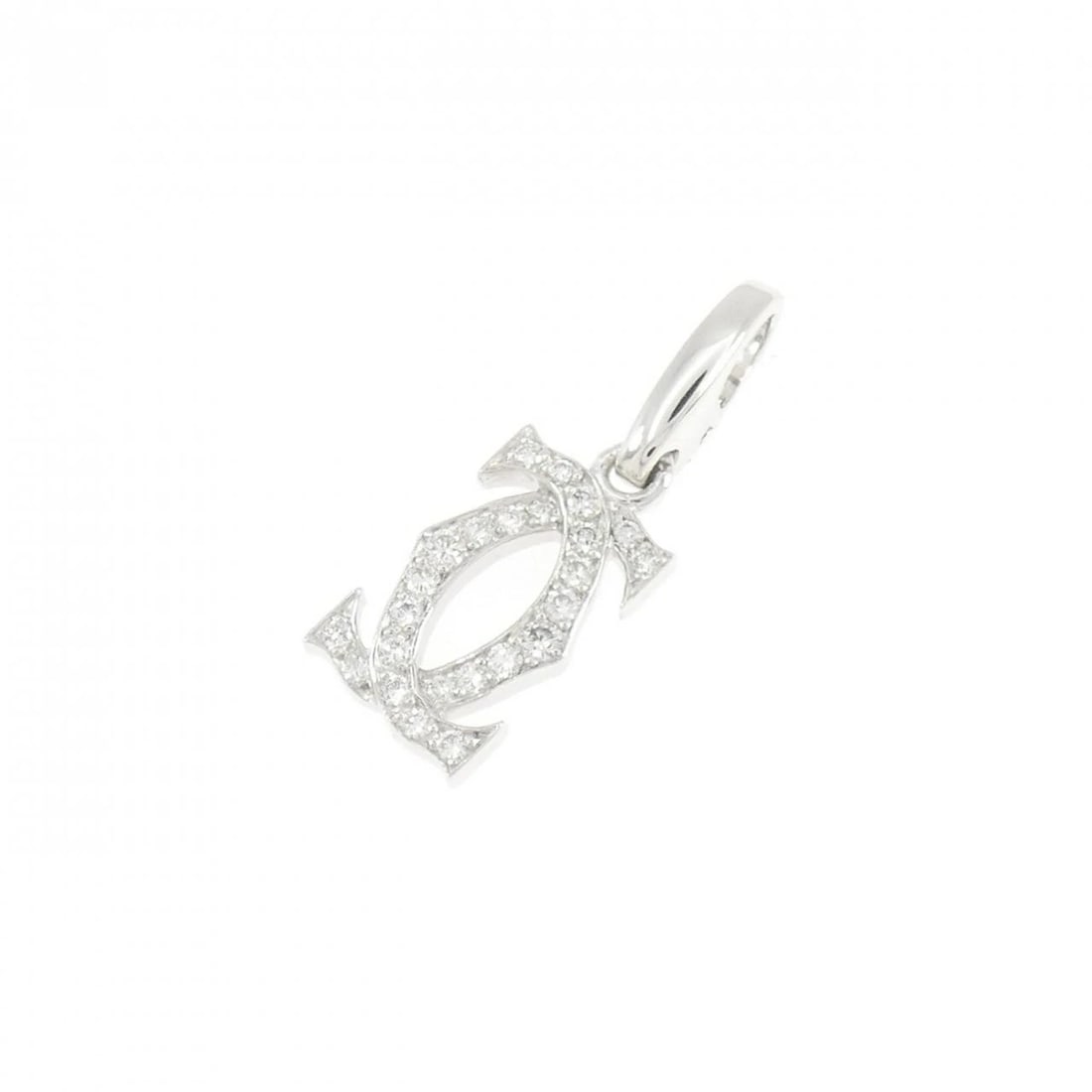 CARTIER 2C CHARM: Cartier 2C Charm Brand: CARTIER Type/Style: Cartier Pendant/Brooch Material: 750 white gold, Main Stone Natural Color: white gold Size: Approx. length x width: 24.8mm x 8.4mm Accessories: None