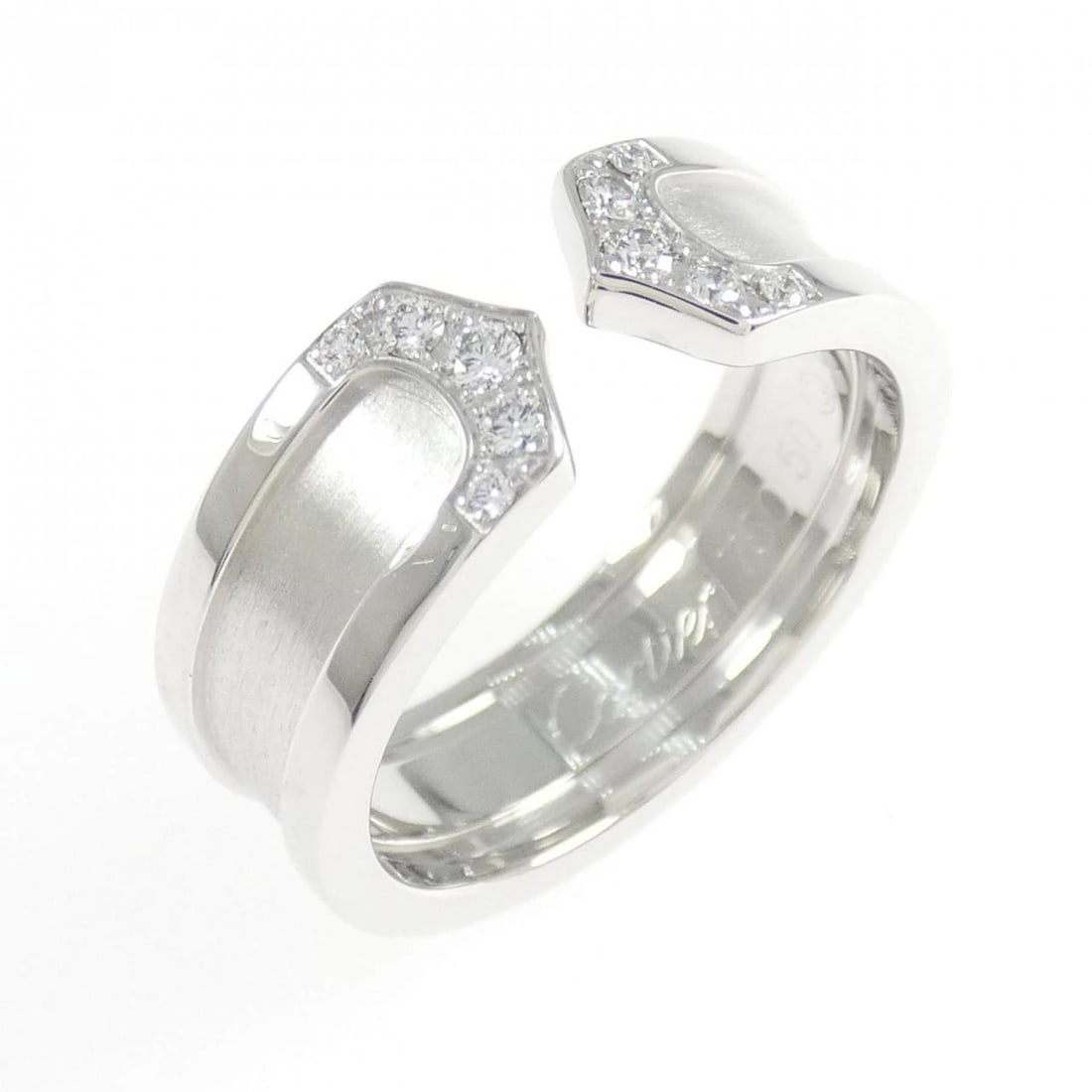 CARTIER C2 SMALL RING: Cartier C2 Small Ring Brand: CARTIER Type/Style: Cartier Ring Material: 750 white gold, Main Stone Natural Color: white gold Size: US5 1/4(50) Accessories: None Accessories Notice: When purchasing