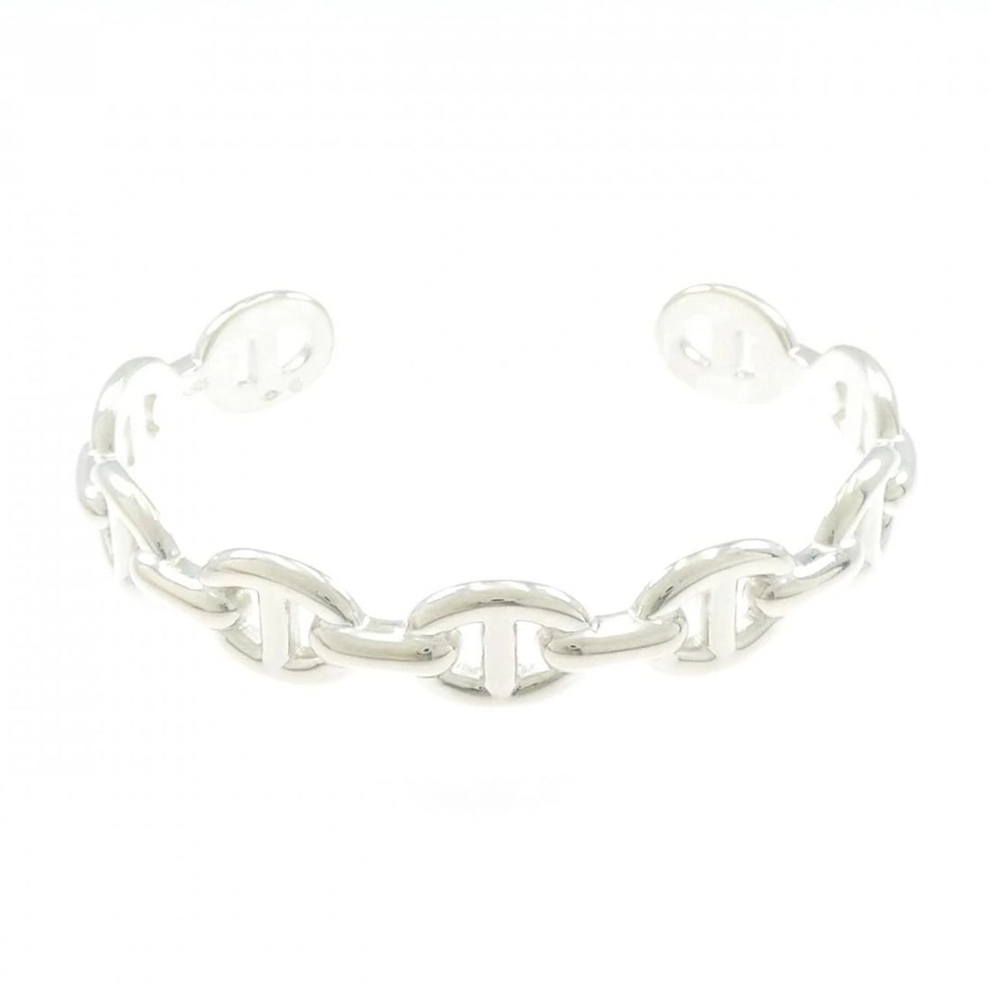 HERMES CHAINE D'ANCRE ENCHAINE BANGLE: Hermes Chaine d'Ancre Enchaine Bangle Brand: HERMES Type/Style: Hermes Bracelet Material: 925Silver, Color: Silver Size: 16.5cm Max width approx: 10.1mm Accessories: None Accessories Notice: When