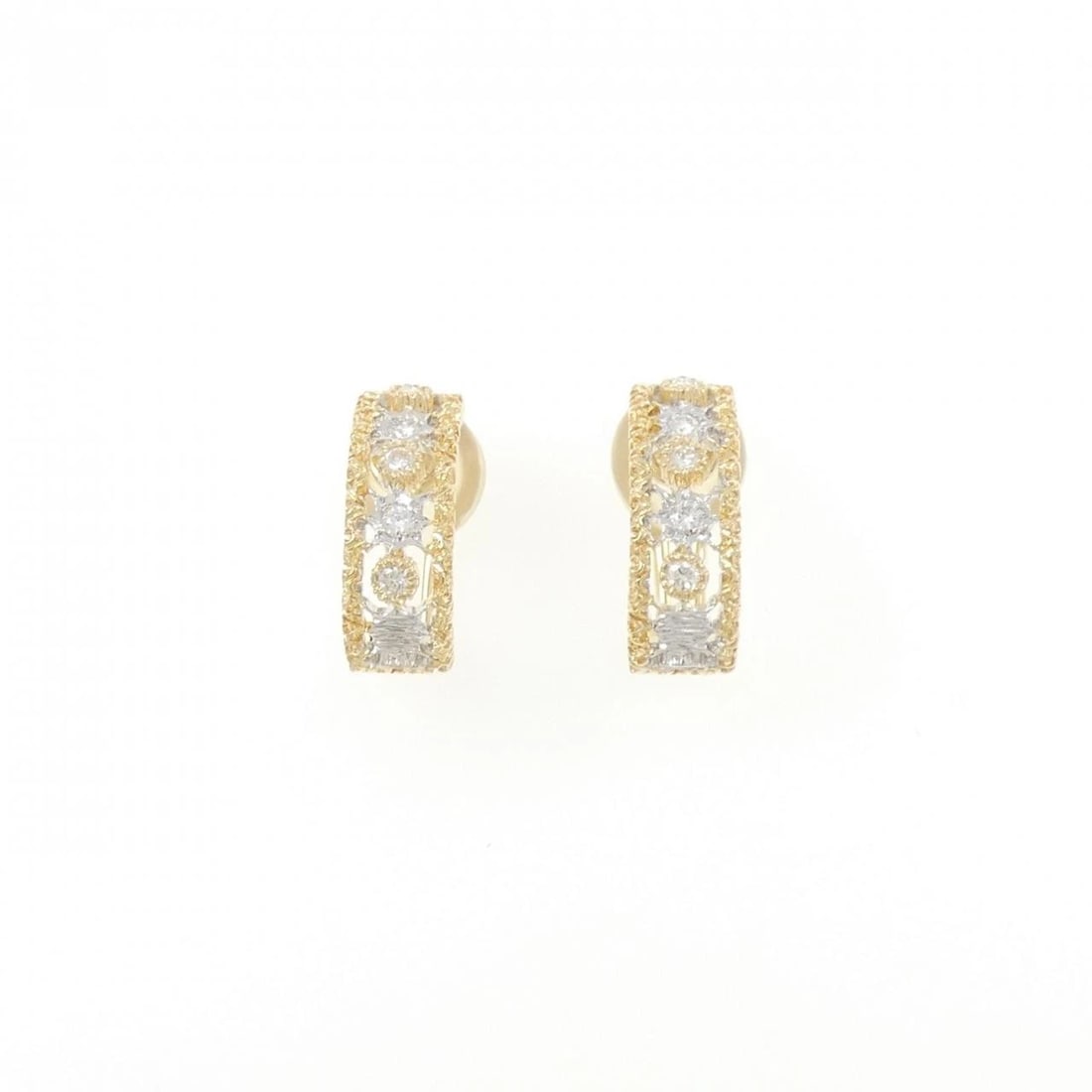 PONTE VECCHIO DIAMOND EARRING: Ponte Vecchio Diamond Earring Brand: Ponte Vecchio Type/Style: Ponte Vecchio Pierce/Earring Material: 18K Yellow Gold/18K White Gold, Main Stone Natural Color: Yellow Gold White Gold Size: Approximate