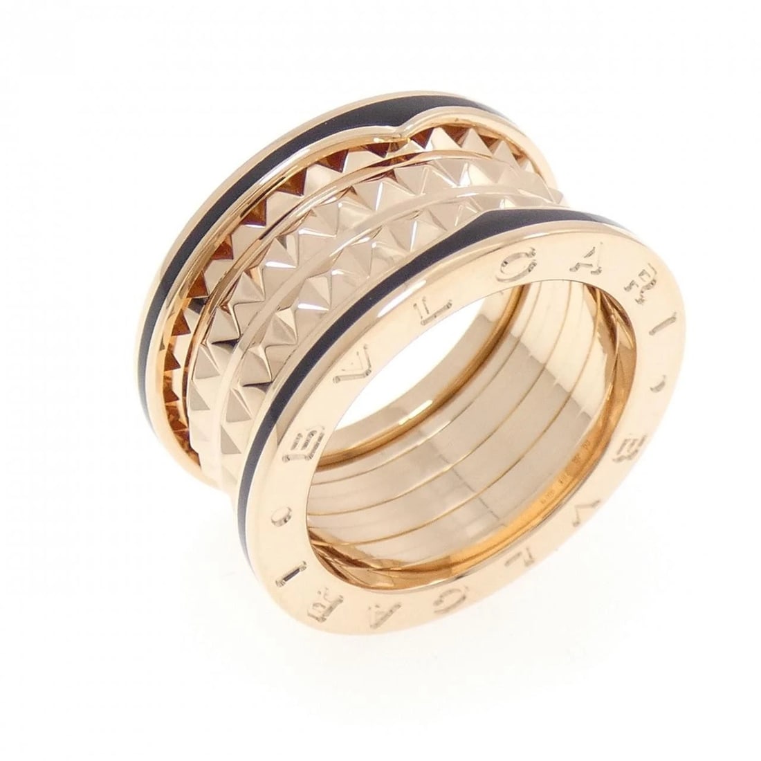 BVLGARI B.ZERO1 ROCK 4-BAND RING: Bvlgari B.zero1 Rock 4-Band Ring Brand: BVLGARI Type/Style: Bulgari Ring Material: 750 pink gold/ceramic, Color: pink gold Size: US7(55) Accessories: None Accessories Notice: When purchasi