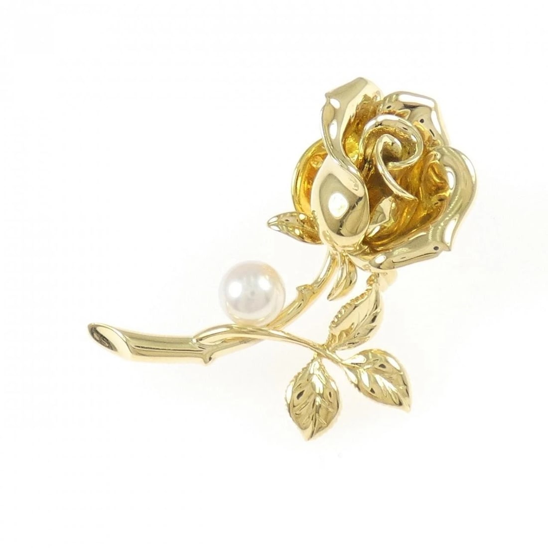 MIKIMOTO ROSE AKOYA PEARL BROOCH: Mikimoto Rose Akoya Pearl Brooch Brand: MIKIMOTO Type/Style: MIKIMOTO Pendant/Brooch Material: K18 yellow gold, Color: yellow gold Size: Approximate dimensions (height x width): 34.2cm x 25.1cm Ac