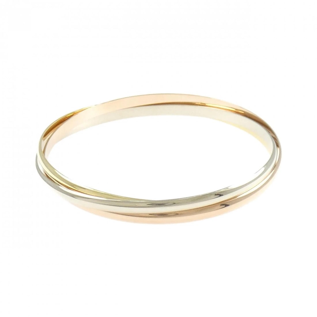 CARTIER TRINITY BANGLE: Cartier Trinity Bangle Brand: CARTIER Type/Style: Cartier Bracelets Material: 750 Yellow Gold/750 White Gold/750 Pink Gold, Color: Yellow Gold White Gold Pink Gold Size: 18.5cm Max width approx.: 6.7m