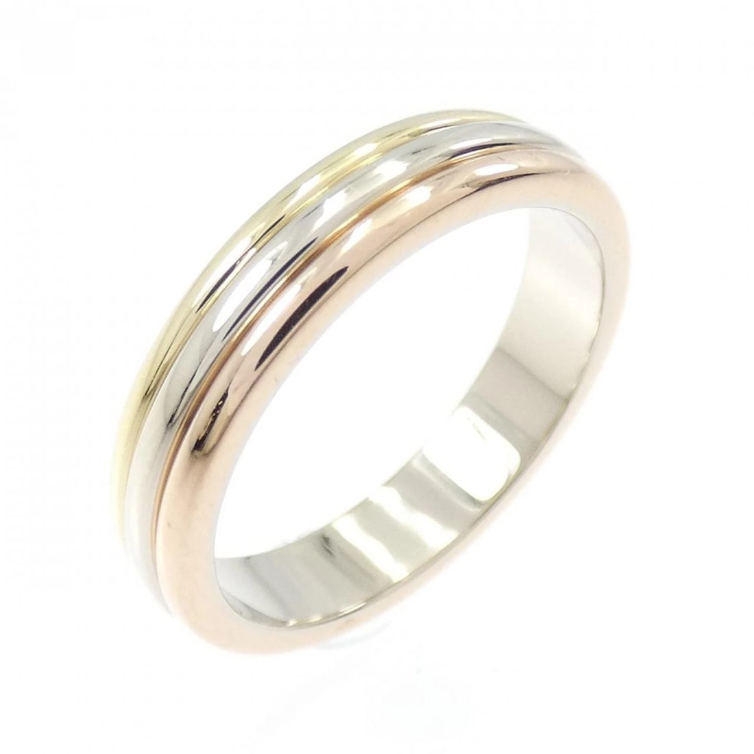 CARTIER THREE-GOLD RING: Cartier Three-Gold Ring Brand: CARTIER Type/Style: Cartier Ring Material: 750 Yellow Gold/750 White Gold/750 Pink Gold, Color: Yellow Gold White Gold Pink Gold Size: US5 3/4(51) Accessories: None