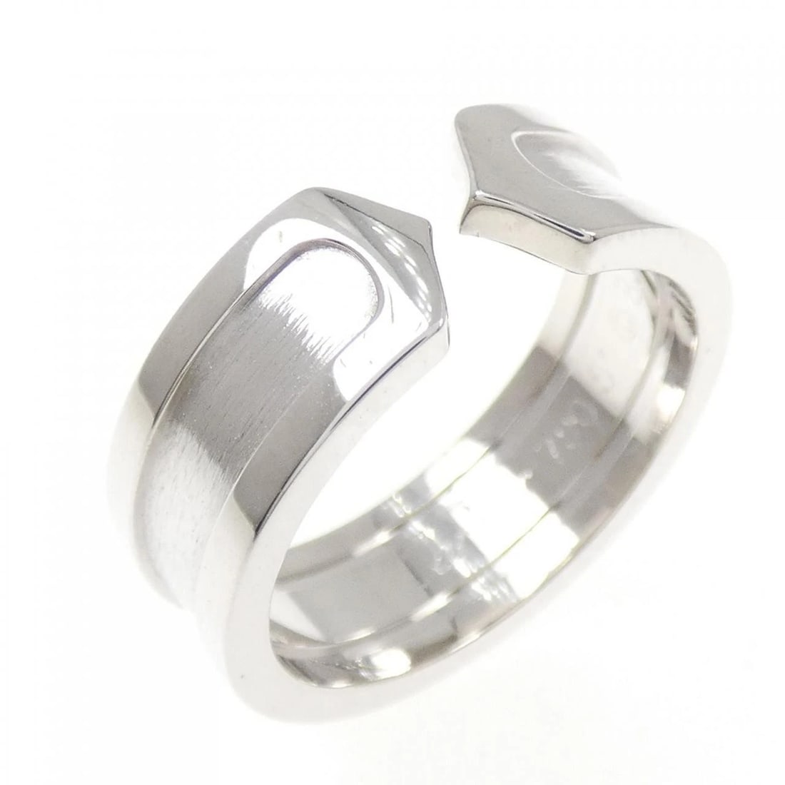 CARTIER C2 SMALL RING: Cartier C2 Small Ring Brand: CARTIER Type/Style: Cartier Ring Material: 750 white gold, Color: white gold Size: US5 3/4(51) Accessories: None Accessories Notice: When purchasing pre-owned goods,