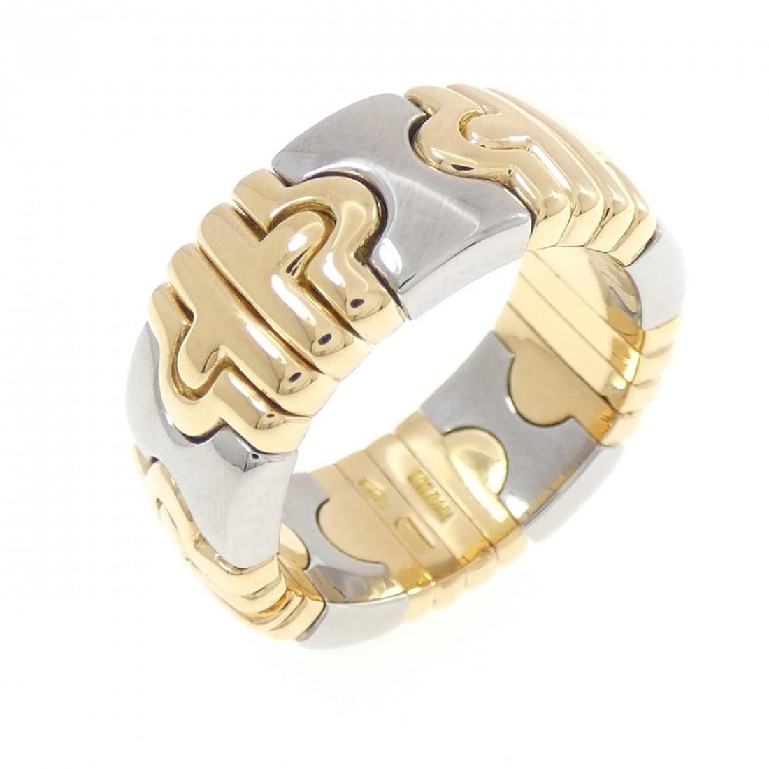BVLGARI PARENTHESIS RING: Bvlgari Parenthesis Ring Brand: BVLGARI Type/Style: Bulgari Ring Material: 750 Yellow Gold/Stainless Steel, Color: Yellow Gold Size: US5 3/4 Accessories: None Accessories Notice: When purchasing
