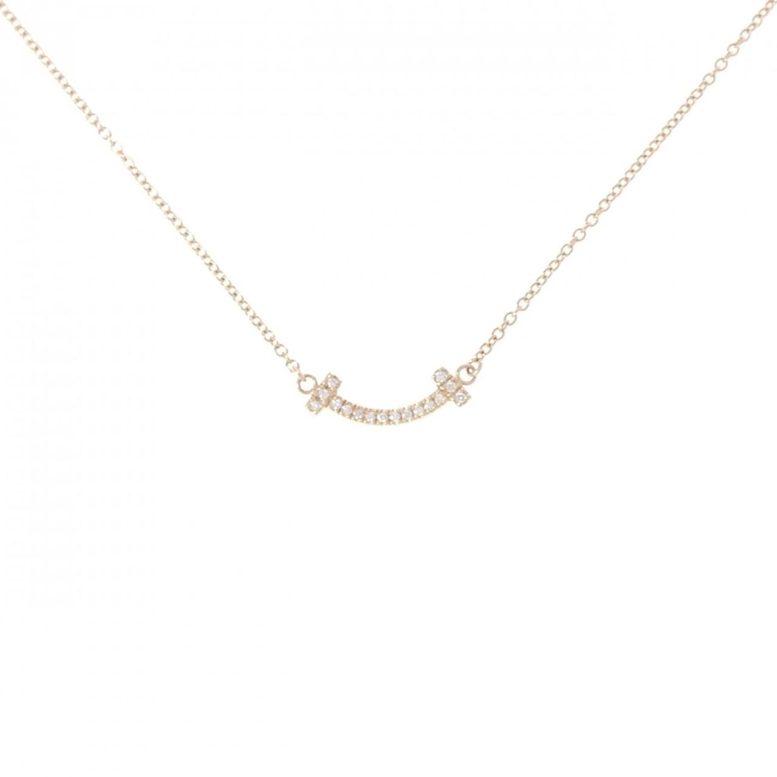 TIFFANY & CO. T SMILE MINI NECKLACE: TIFFANY & Co. T Smile Mini Necklace Brand: TIFFANY&Co. Type/Style: TIFFANY&Co. Necklace Material: 750 Pink Gold, Main Stone Natural Color: Pink Gold Size: 41?46cm Pendant length approx. x width