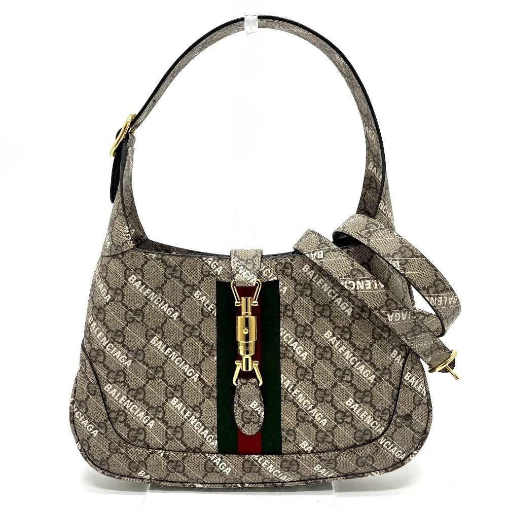 GUCCI BALENCIAGA COLLABORATION HAND BAG: GUCCI Balenciaga collaboration Hand Bag Brand: GUCCI Type/Style: Hand Bag Material: GG Supreme Canvas Color: Beige Size: W11.0xH7.5xD1.8inch / W28cmxH19cmxD4.5cm Handle: 19.3inch / 49cm Accessories: