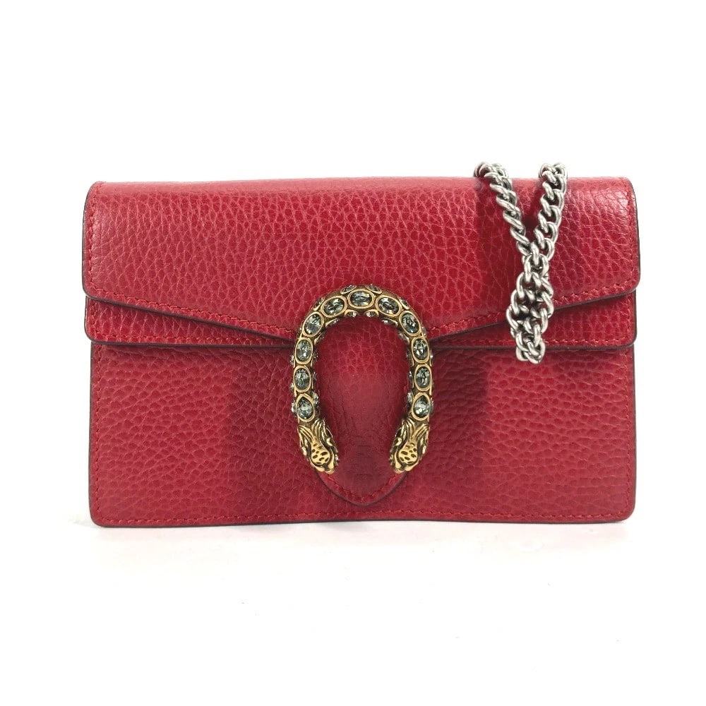 GUCCI 2WAY BAG POUCH CLUTCH DIONYSUS SHOULDER BAG: GUCCI 2WAY Bag Pouch Clutch Dionysus Shoulder Bag Brand: GUCCI Type/Style: Shoulder Bag Material: Leather Color: Red Size: W6.1xH4.1xD1.6inch / W15.5cmxH10.5cmxD4cm Accessories: None Accessories