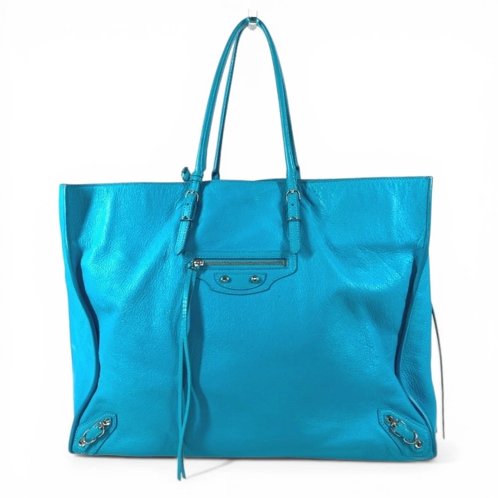 BALENCIAGA THE PAPER SHOULDER BAG: BALENCIAGA The Paper Shoulder bag Brand: BALENCIAGA Type/Style: Shoulder Bag Material: leather Color: Blue Size: W15.4xH11.8xD6.3inch / W39cmxH30cmxD16cm Accessories: None Accessories Notice: When