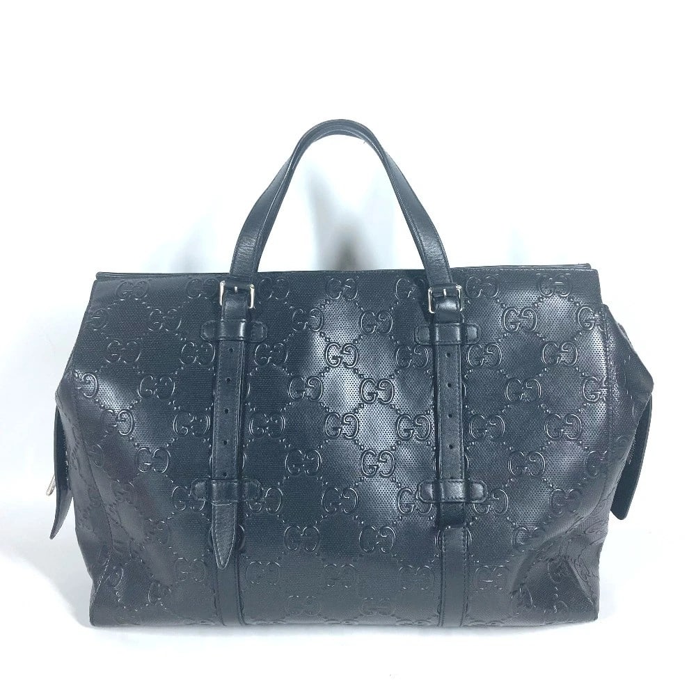 GUCCI SHOULDER BAG DUFFLE BAG: GUCCI Shoulder Bag Duffle Bag Brand: GUCCI Type/Style: Tote Bag Material: Leather Color: Black Size: W16.7xH13.0xD7.3inch / W42.5cmxH33cmxD18.5cm Accessories: None Accessories Notice: When