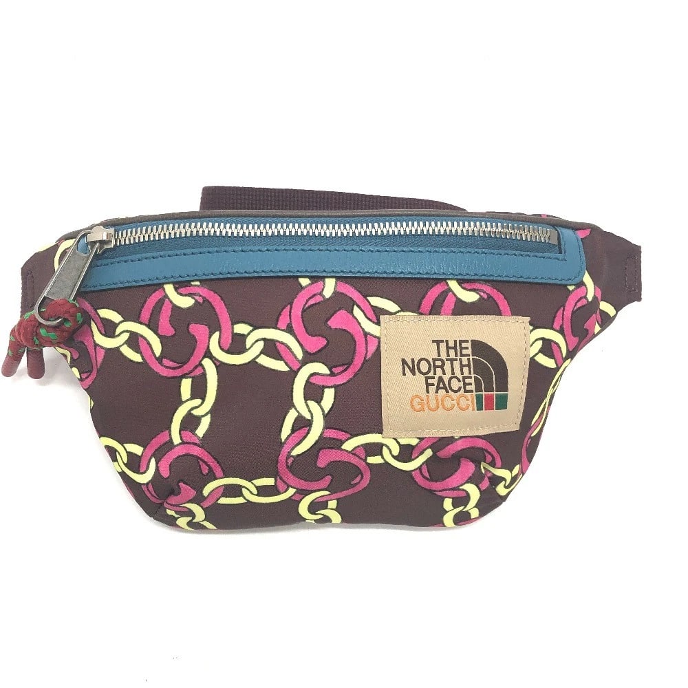 GUCCI THE NORTH FACE COLLABORATION WAIST POUCH: GUCCI THE NORTH FACE collaboration waist pouch Brand: GUCCI Type/Style: body bag Material: Nylon Color: Brown Size: W5.7xH5.3xD1.6inch / W14.5cmxH13.5cmxD4cm Accessories: None Accessories