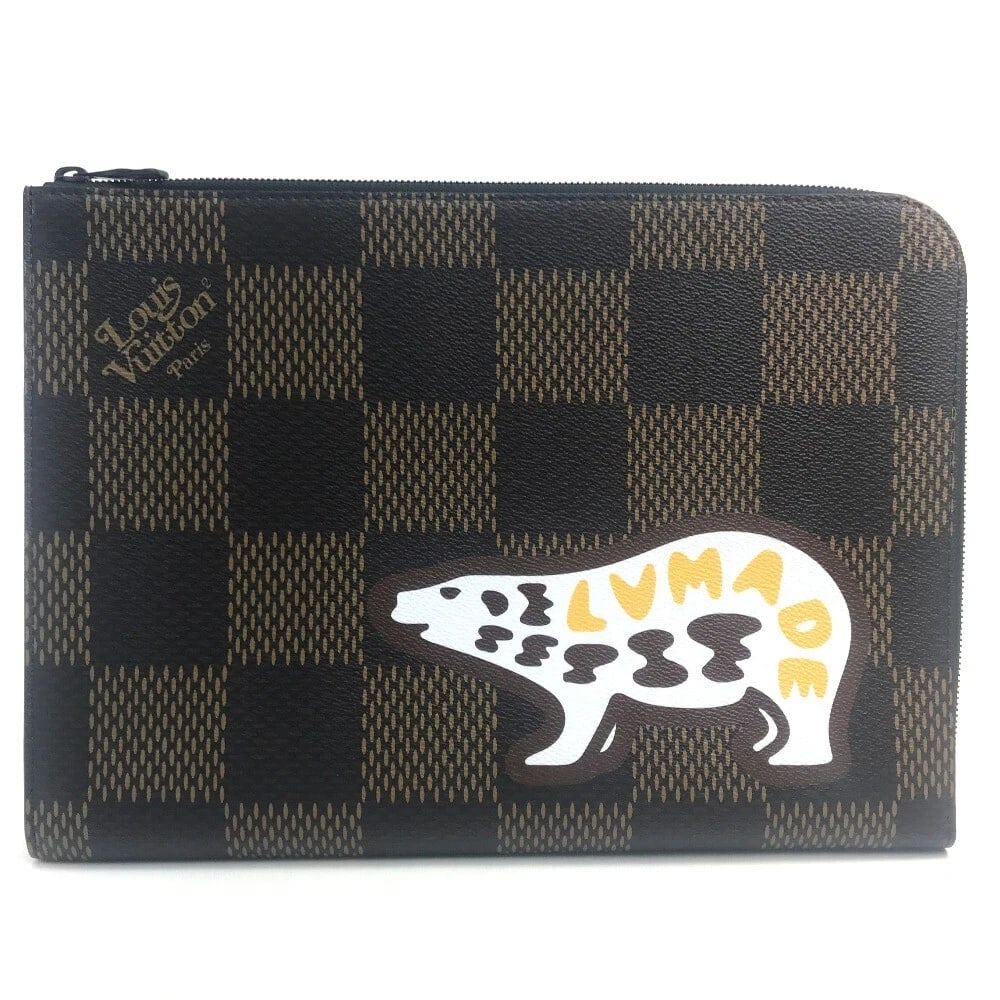 UNLOUIS VUITTON DAMIER GIANT POCHETTE JULES CLUTCH BAG: UNLOUIS VUITTON Damier giant Pochette Jules Clutch bag Brand: LOUIS VUITTON Type/Style: Clutch bag Material: DamierCanvas Color: Ebene / Brown Size: W13.8xH10.0xD0.8inch / W35cmxH25.5cmxD2cm Acces