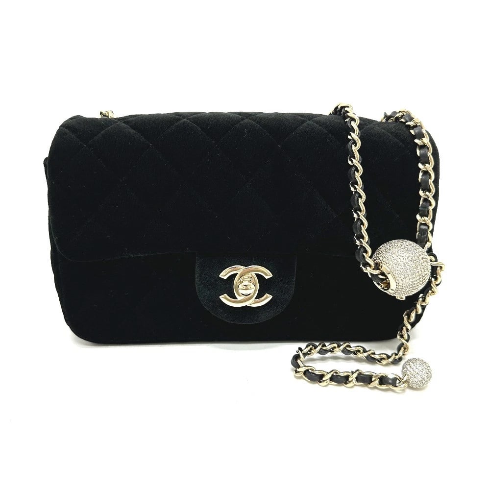 CHANEL MINI MATELASSE20 CHAIN BAG: CHANEL Mini Matelasse20 Chain bag Brand: CHANEL Type/Style: Shoulder Bag Material: Velor Color: BlackxGold Hardware Size: W7.9xH5.1xD2.4inch / W20cmxH13cmxD6cm Accessories: None Accessorie