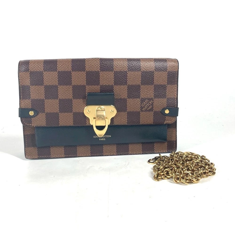 LOUIS VUITTON DAMIER PORTEFEUILLE-VAVAN CHAIN WALLET: LOUIS VUITTON Damier Portefeuille-Vavan Chain Wallet Brand: LOUIS VUITTON Type/Style: Long Wallet Material: Damier Canvas Color: Noir / Brown / Black Size: W7.5xH4.9inch / W19cmxH12.5cm Accessories: