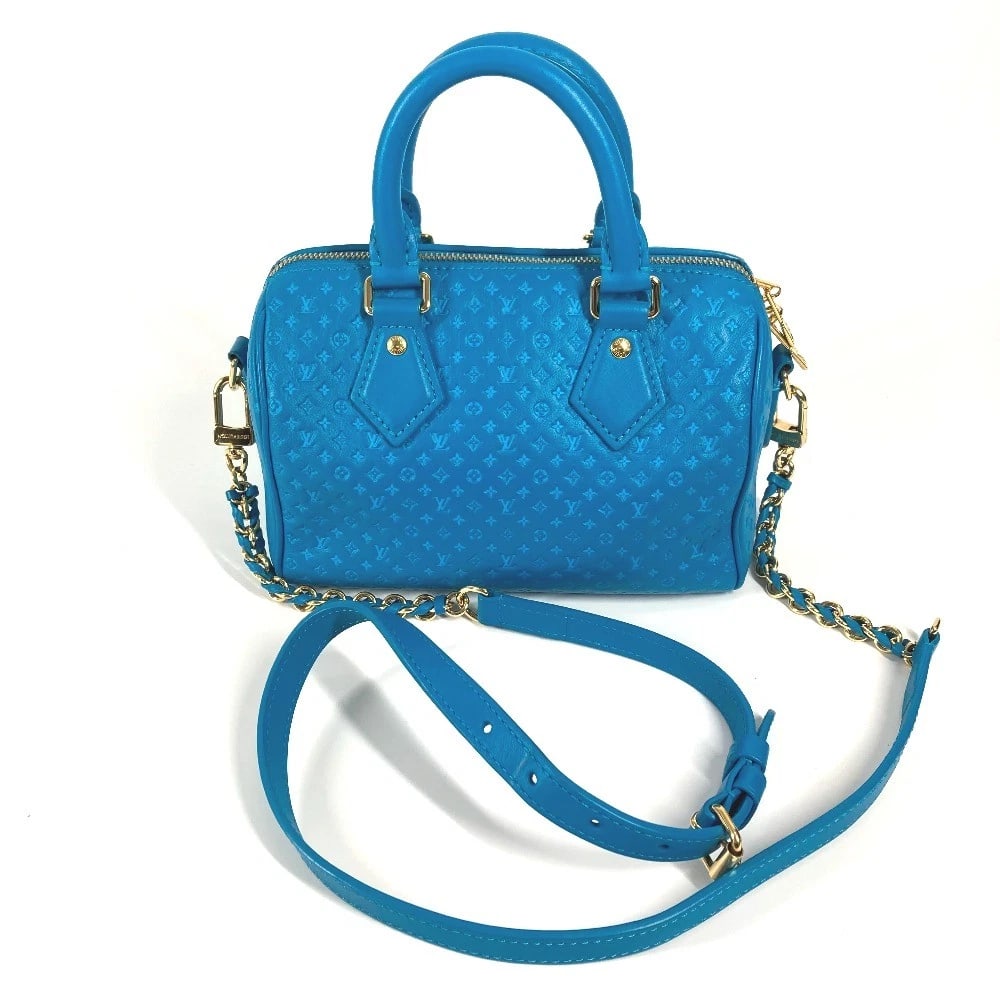 LOUIS VUITTON MONOGRAM NANOGRAM SPEEDY BANDOULIERE HAND BAG: LOUIS VUITTON Monogram nanogram Speedy Bandouliere Hand Bag Brand: LOUIS VUITTON Type/Style: Hand Bag Material: Calf Leather Color: Blue Size: W8.1xH5.3xD4.1inch / W20.5cmxH13.5cmxD10.5cm Accessor