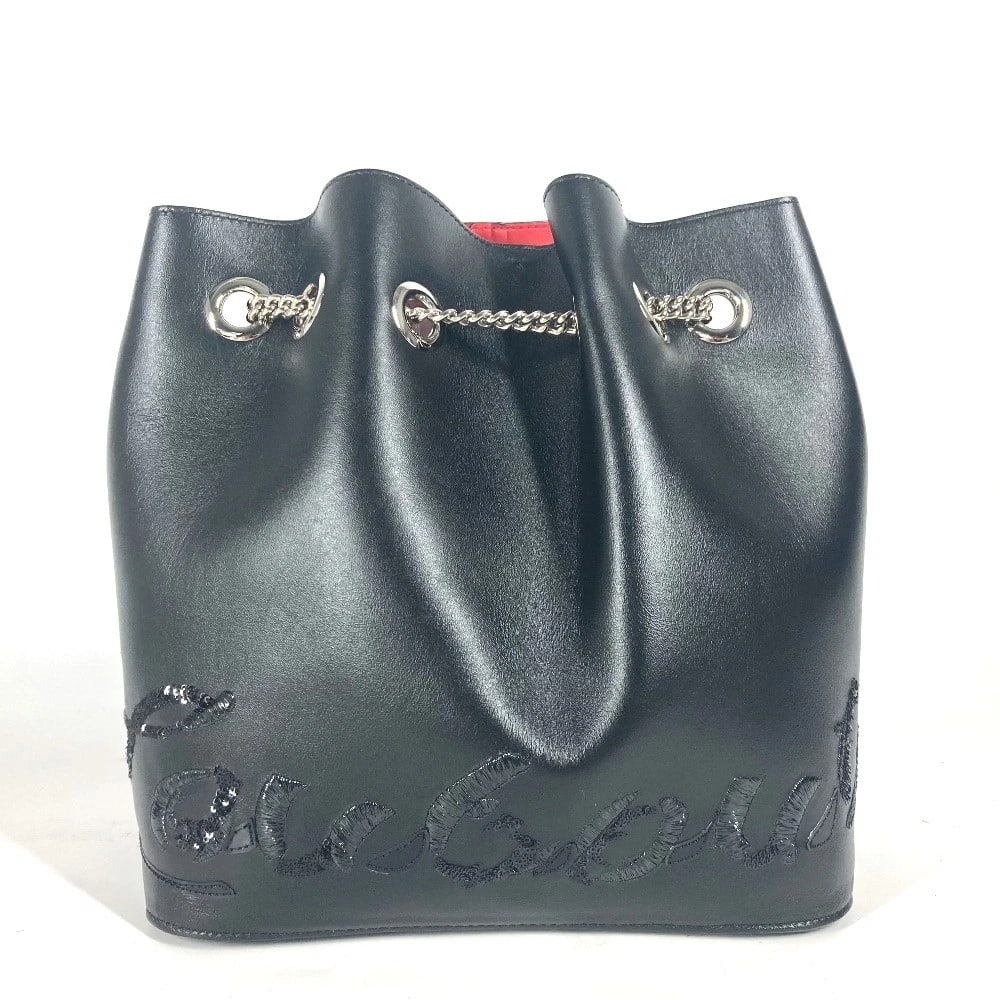 CHRISTIAN LOUBOUTIN SEQUIN LOGO MARIE JANE BACKPACK BAG: Christian Louboutin Sequin logo MARIE JANE Backpack Bag Brand: Christian Louboutin Type/Style: Backpack Material: Leather Color: Black Size: W9.6xH10.2xD4.7inch / W24.5cmxH26cmxD12cm Accessories: