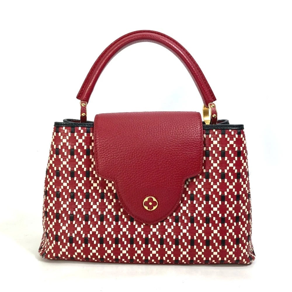 LOUIS VUITTON PLATING LV SIGNATURE CAPUSINE 2WAY BAG: LOUIS VUITTON Plating LV signature Capusine 2WAY bag Brand: LOUIS VUITTON Type/Style: Hand bag Material: Leather Color: Ruby / Red / Black Size: W11.8xH7.5xD4.1inch / W30cmxH19cmxD10.5cm Accessori