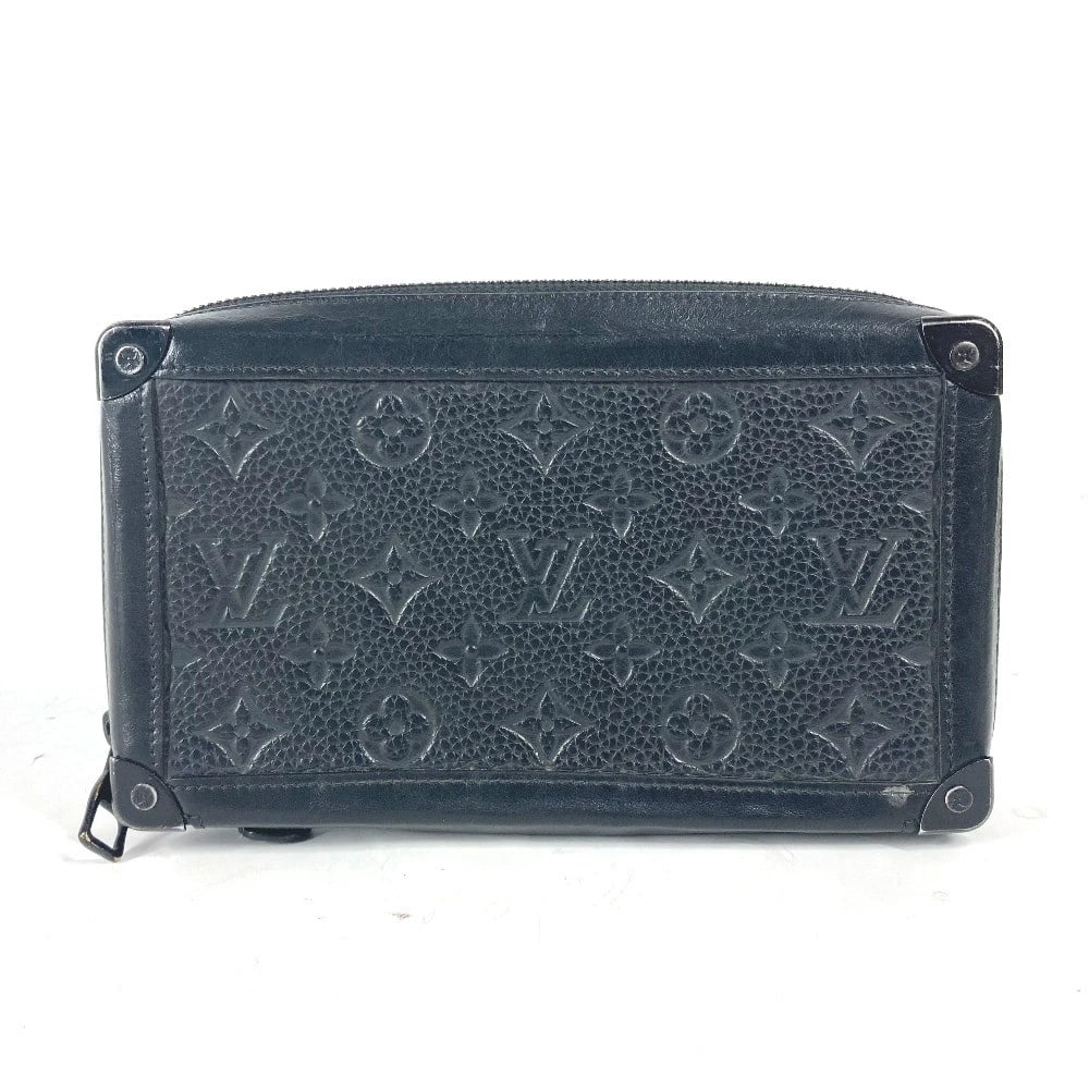 LOUIS VUITTON MONOGRAM SOFT TRUNK CLUTCH BAG LONG WALLET POUCH: LOUIS VUITTON Monogram Soft Trunk Clutch Bag Long Wallet Pouch Brand: LOUIS VUITTON Type/Style: Cluch Bag Material: Taurillon CleceLeather Color: Black Size: W8.7xH4.9inch / W22cmxH12.5cm Accessor