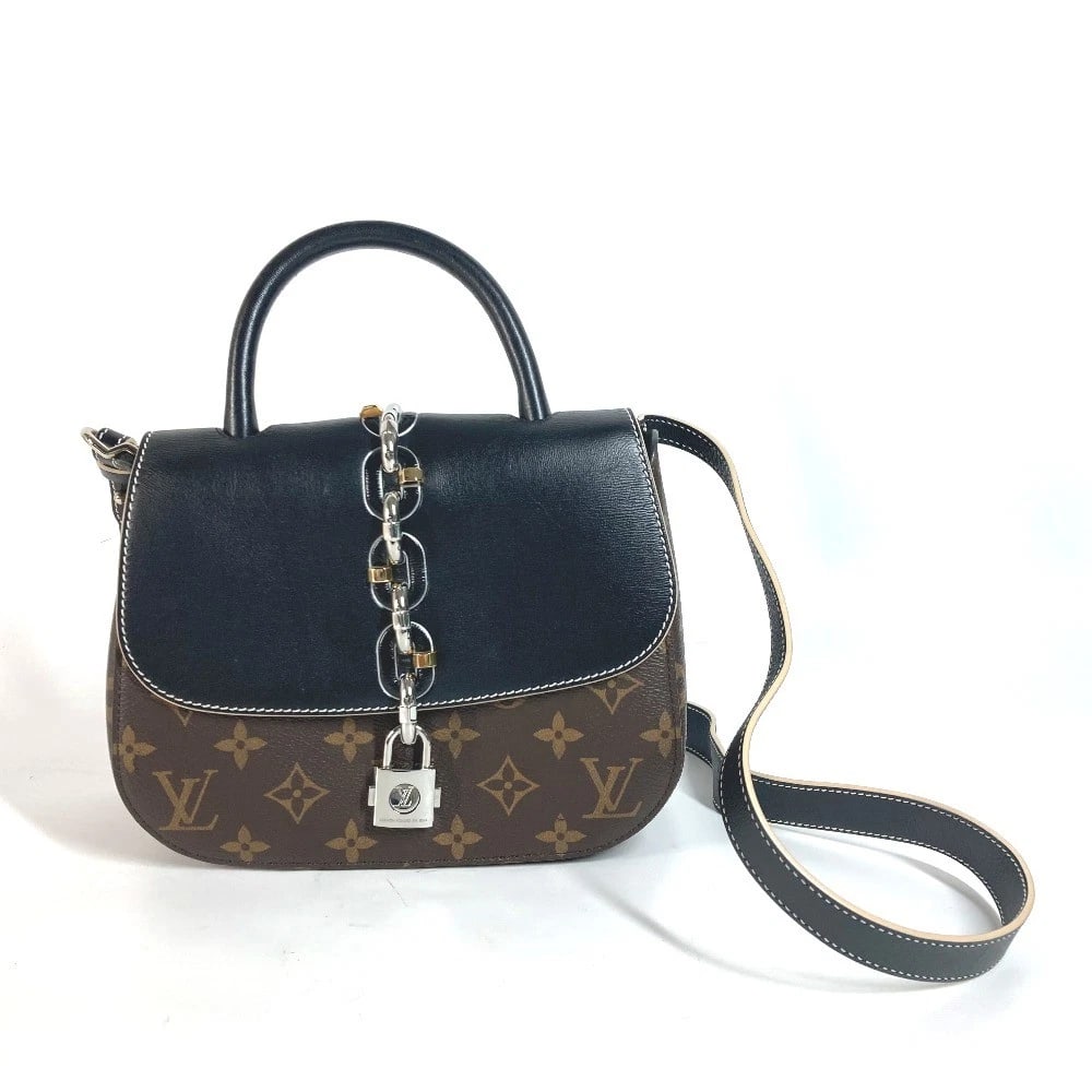 LOUIS VUITTON MONOGRAM 2WAY BAG HAND BAG SHOULDER BAG: LOUIS VUITTON Monogram 2WAY Bag Hand Bag Shoulder Bag Brand: LOUIS VUITTON Type/Style: Shoulder Bag Material: Monogram Canvas Color: Brown / Black Size: W7.7xH7.1xD3.1inch / W19.5cmxH18cmxD8cm Acc