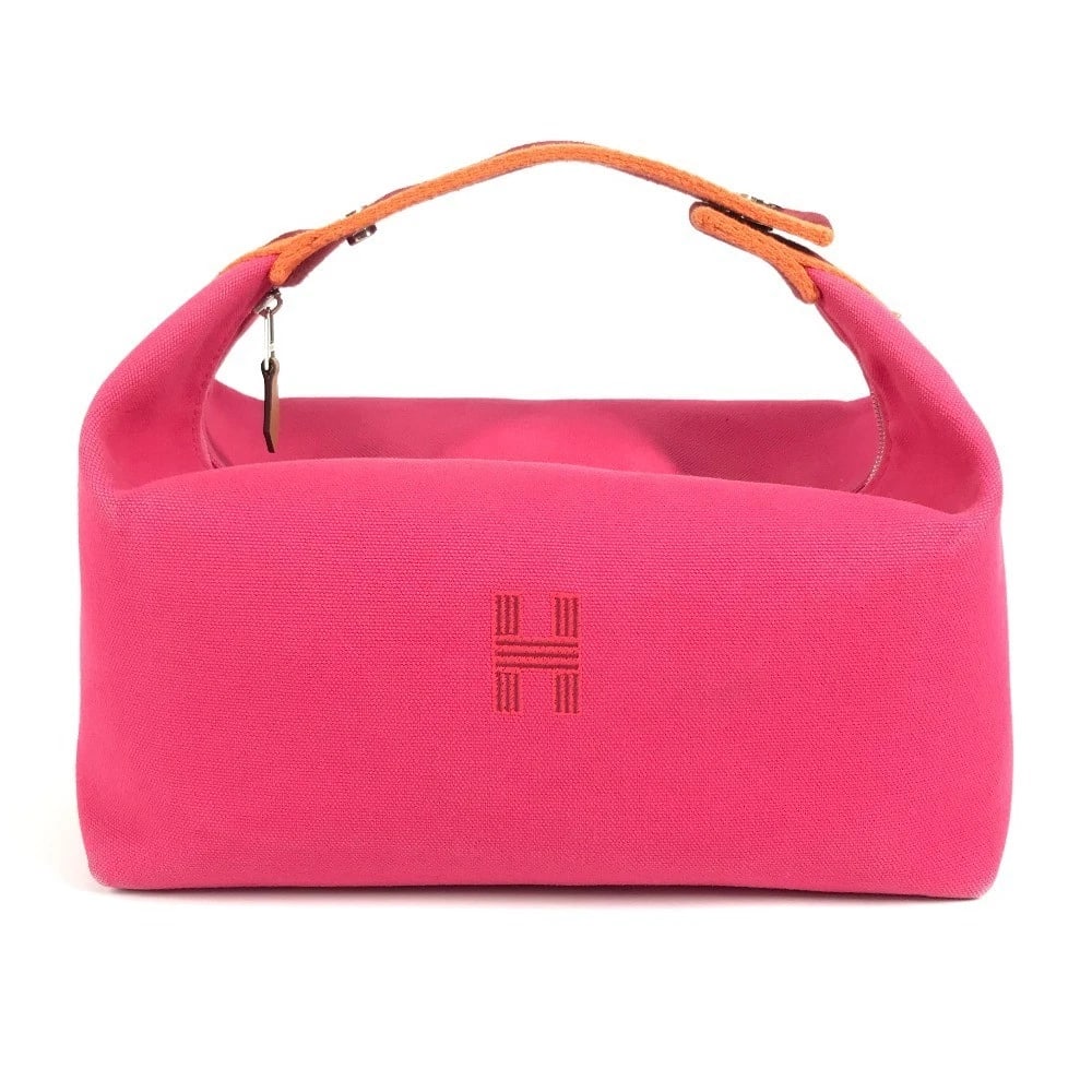 HERMES BRIDEA BLACK GM BAG POUCH VANITY BAG H LOGO HAND BAG: HERMES Bridea Black GM Bag pouch vanity bag H logo Hand Bag Brand: HERMES Type/Style: Hand Bag Material: Cotton Color: Pink Size: W9.6xH4.9xD5.7inch / W24.5cmxH12.5cmxD14.5cm Accessories: None