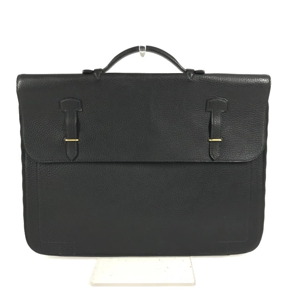 HERMES SERVIETTE TOTE BAG DOCUT HANDBAG: HERMES Serviette Tote Bag Docut Handbag Brand: HERMES Type/Style: Business bag Material: Leather Color: Black / GoldHardware Size: W14.8xH11.0inch / W37.5cmxH28cm Accessories: None Accessories