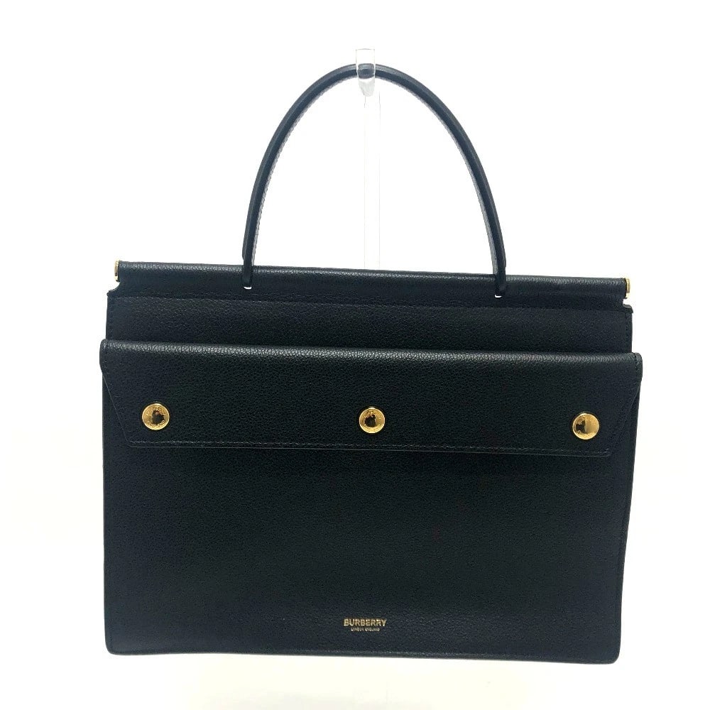 BURBERRY SQUARE TYPE SMALL TITLE BAG HAND BAG: BURBERRY Square type small title bag Hand Bag Brand: BURBERRY Type/Style: Hand Bag Material: Leather Color: Black / GoldHardware Size: W11.8xH9.1xD2.0inch / W30cmxH23cmxD5cm Accessories: None