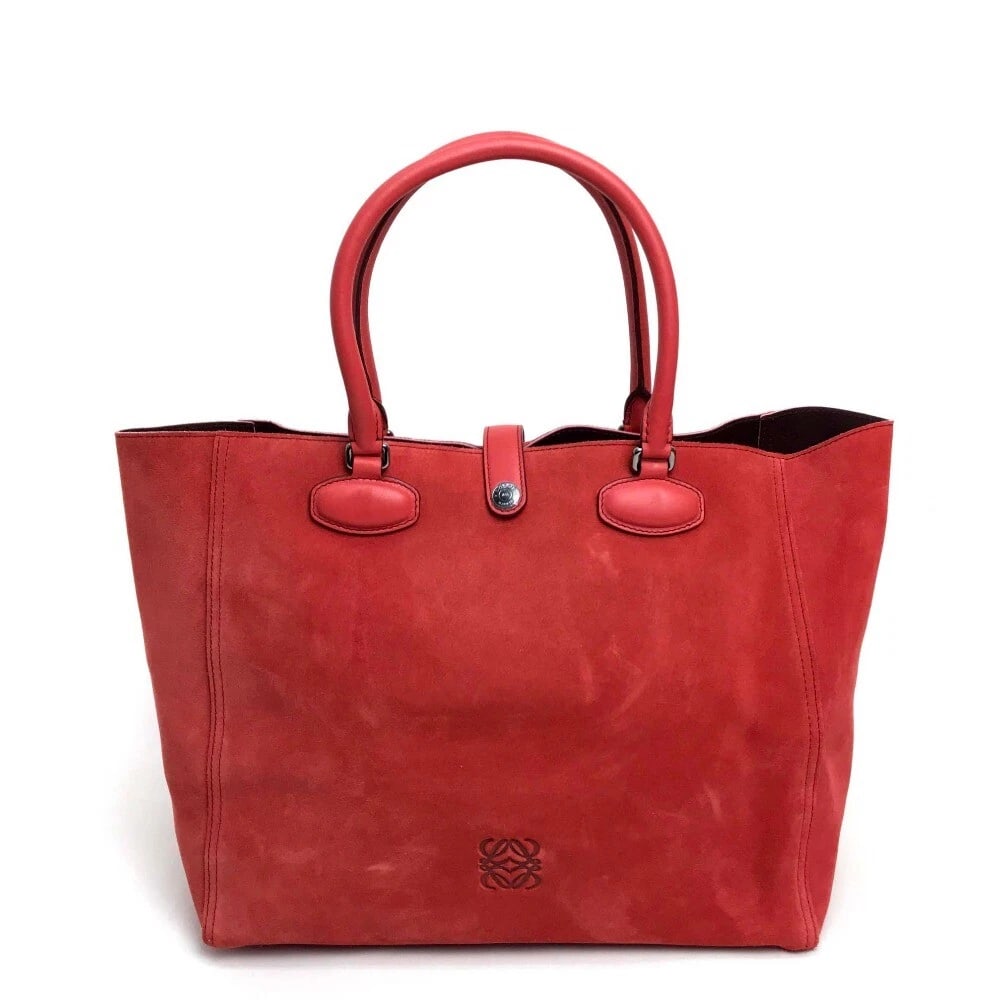 LOEWE LOGO LEO SHOULDER BAG HAND BAG TOTE BAG: LOEWE Logo Leo Shoulder Bag Hand Bag Tote Bag Brand: LOEWE Type/Style: Tote Bag Material: suede Color: Red / Red Size: W11.8 x H10.6 x D5.5inch / W30cm x H27cm x D14cm Handle:14.2inch / 36cm Acces
