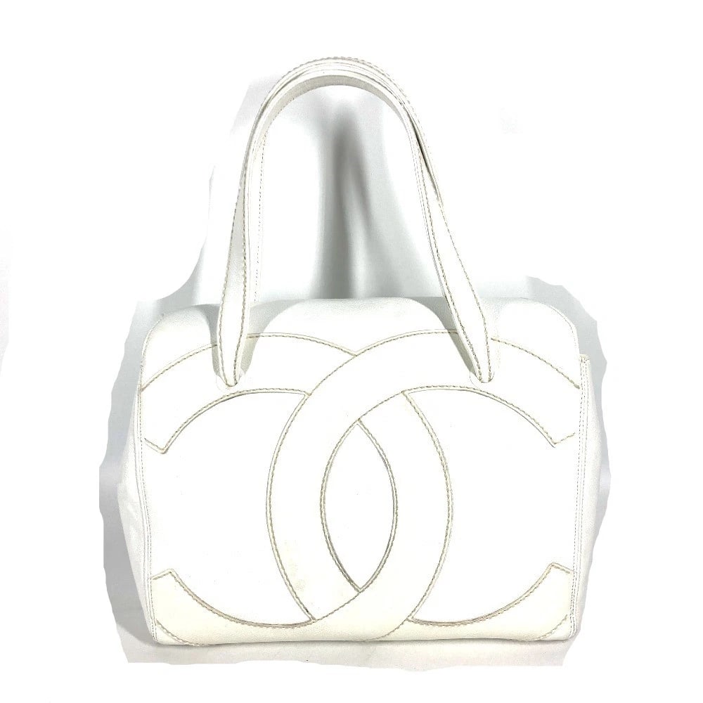 CHANEL CC MARK CC TOTE BAG SHOULDER BAG: CHANEL CC Mark CC Tote Bag Shoulder Bag Brand: CHANEL Type/Style: Shoulder Bag Material: Caviar Leather Color: White Size: W13.4xH10.2xD4.3inch / W34cmxH26cmxD11cm Accessories: None Access