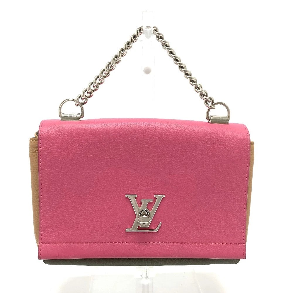 LOUIS VUITTON TRICOLOR LOCK ME 2 BB 2WAY HAND BAG: LOUIS VUITTON Tricolor Lock Me 2 BB 2WAY Hand Bag Brand: LOUIS VUITTON Type/Style: Shoulder Bag Material: Leather Color: Rose / Pink x khaki x beige Size: W9.4xH6.1xD3.0inch / W24cmxH15.5cmxD7.5cm Han