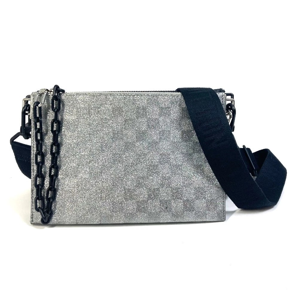 LOUIS VUITTON DAMIERGRISTER TRIO POUCH NM POUCH: LOUIS VUITTON DamierGrister Trio pouch NM Pouch Brand: LOUIS VUITTON Type/Style: Shoulder Bag Material: Leather / Taurillon CleceLeather / damier glitter leather Color: Silver x Black Size: W9.6xH6.3i