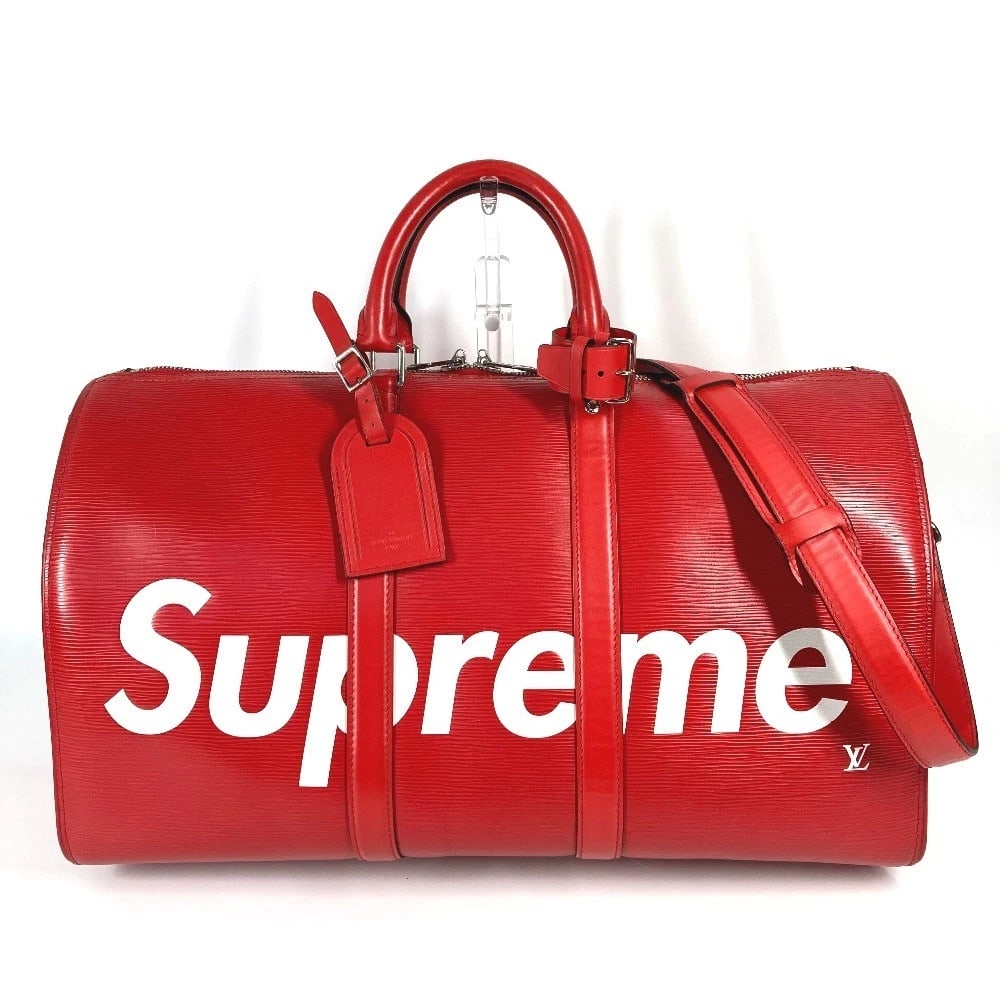 LOUIS VUITTON EPI SUPREME BAG: LOUIS VUITTON Epi Supreme bag Brand: Outlet Type/Style: Duffle bag Material: Epi Leather Color: Red x white Size: W18.3xH10.4xD7.9inch / W46.5cmxH26.5cmxD20cm Accessories: None Accessories