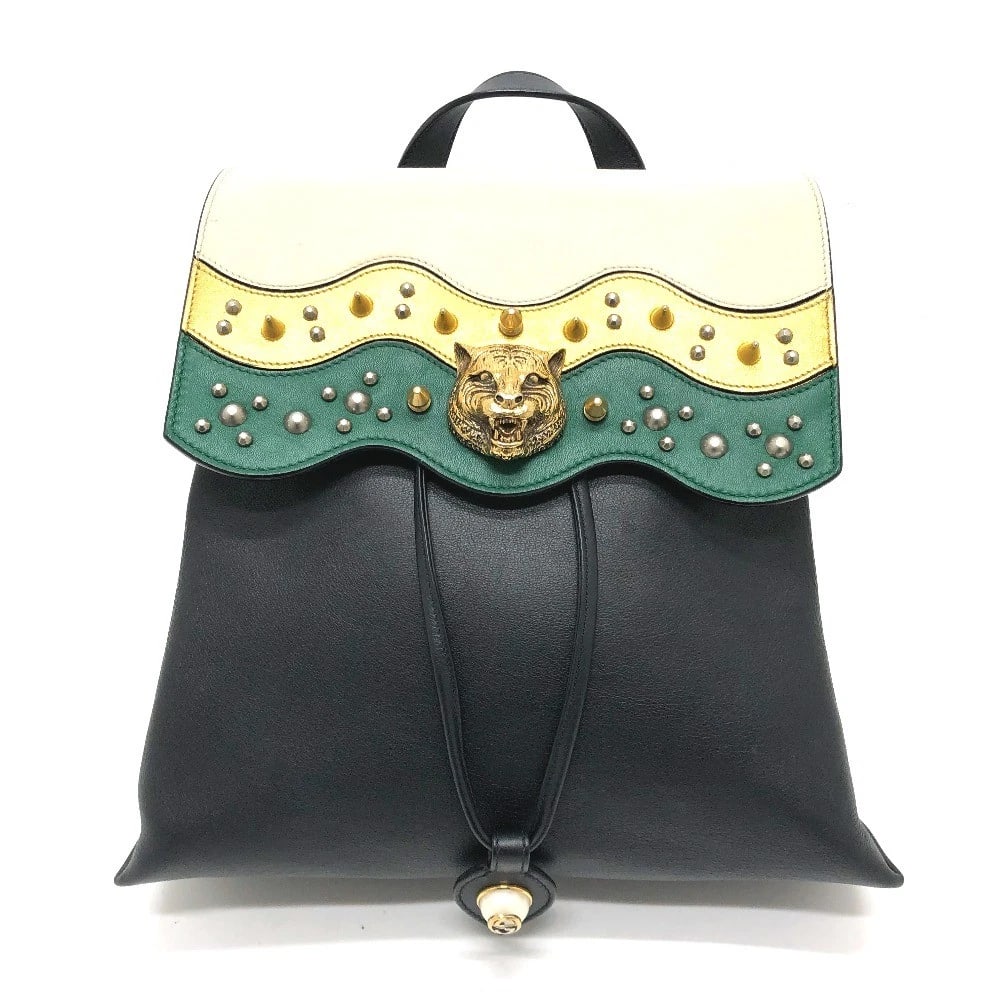 GUCCI STUDS ANIMALIE BAG BACKPACK: GUCCI Studs Animalie bag Backpack Brand: GUCCI Type/Style: Backpack Material: Leather Color: Black x Gold Hardware Size: W11.4xH10.6xD4.7inch / W29cmxH27cmxD12cm Accessories: None Accessor