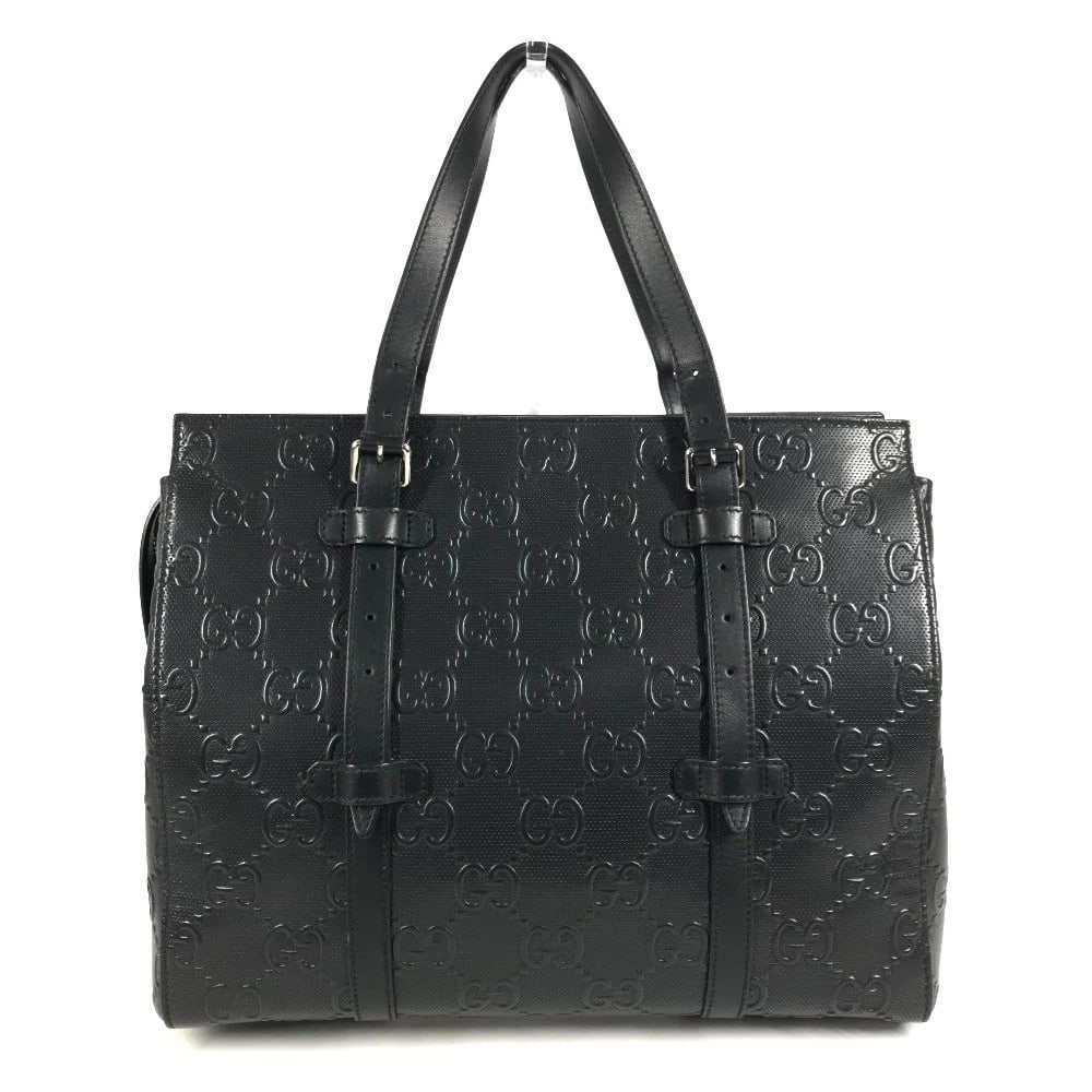 GUCCI GG EMBOSSED LOGO BAG TOTE BAG SHOULDER BAG: GUCCI GG embossed logo Bag Tote Bag Shoulder Bag Brand: GUCCI Type/Style: Shoulder Bag Material: Leather Color: Black Size: W14.4xH11.6xD5.7inch / W36.5cmxH29.5cmxD14.5cm Accessories: None