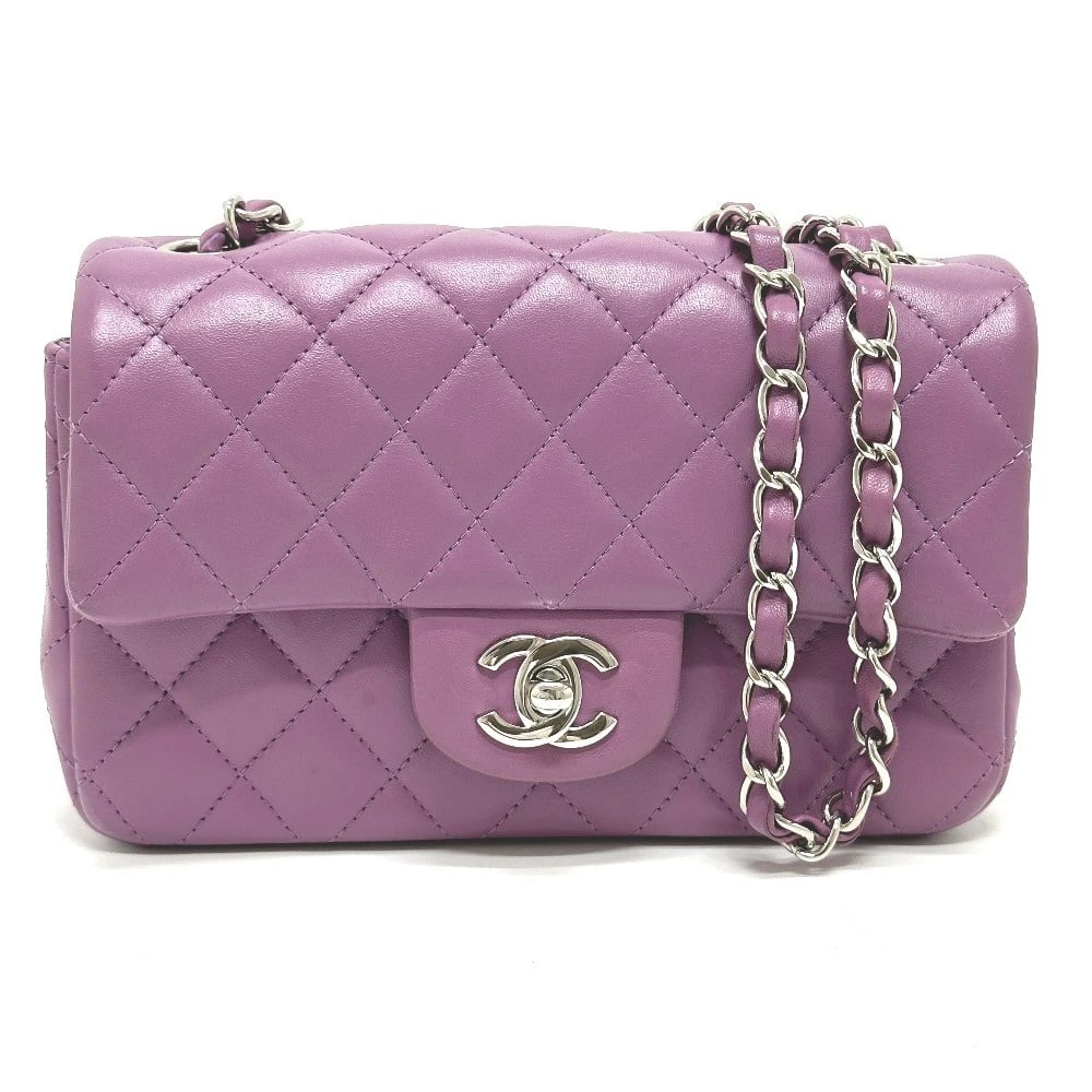 CHANEL MINIMATO MATELASSE20 CHAIN BAG SHOULDER BAG: CHANEL Minimato Matelasse20 chain bag Shoulder Bag Brand: CHANEL Type/Style: Shoulder Bag Material: Lambskin Leather Color: purple / SilverHardware Size: W7.9xH4.7xD2.6inch / W20cmxH12cmxD6.5cm Ac