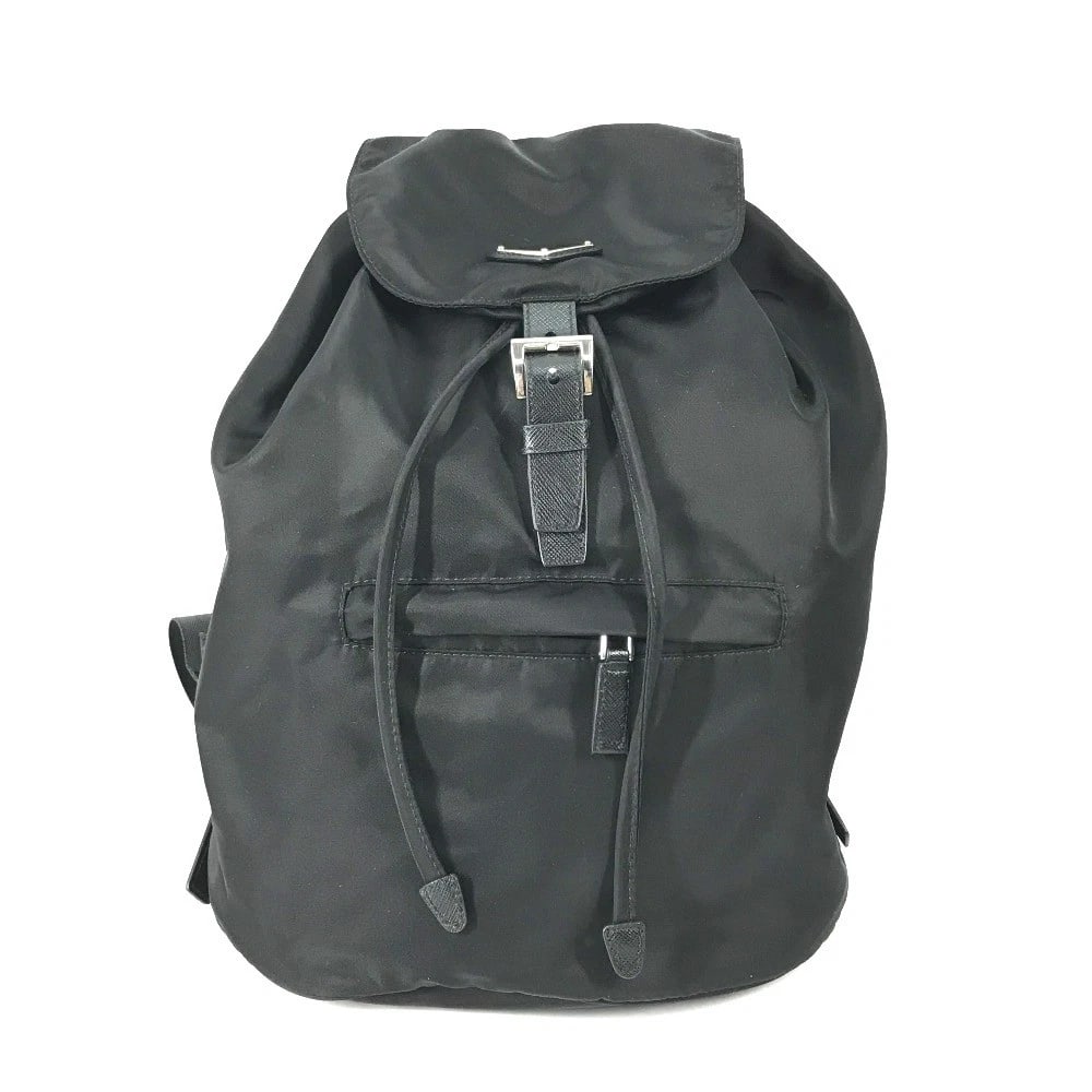 PRADA LOGO PLATE TRIANGLE LOGO BACKPACK BAG: PRADA Logo Plate triangle logo backpack bag Brand: PRADA Type/Style: Backpack Material: Nylon / Leather Color: Black Size: W10.4xH13.6xD5.7inch / W26.5cmxH34.5cmxD14.5cm Accessories: None