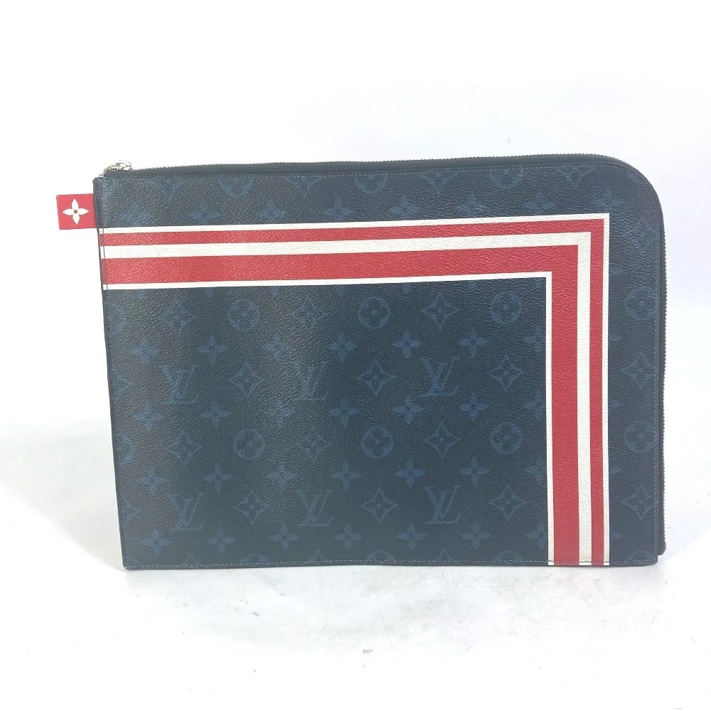 LOUIS VUITTON MONOGRAM COBALT POCHETTE BAG POUCH: LOUIS VUITTON Monogram Cobalt Pochette bag pouch Brand: LOUIS VUITTON Type/Style: Clutch bag Material: Canvas / Monogram Cobalt Canvas Color: Navy x Red x White Size: W12.4xH9.3inch / W31.5cmxH23.5cm 
