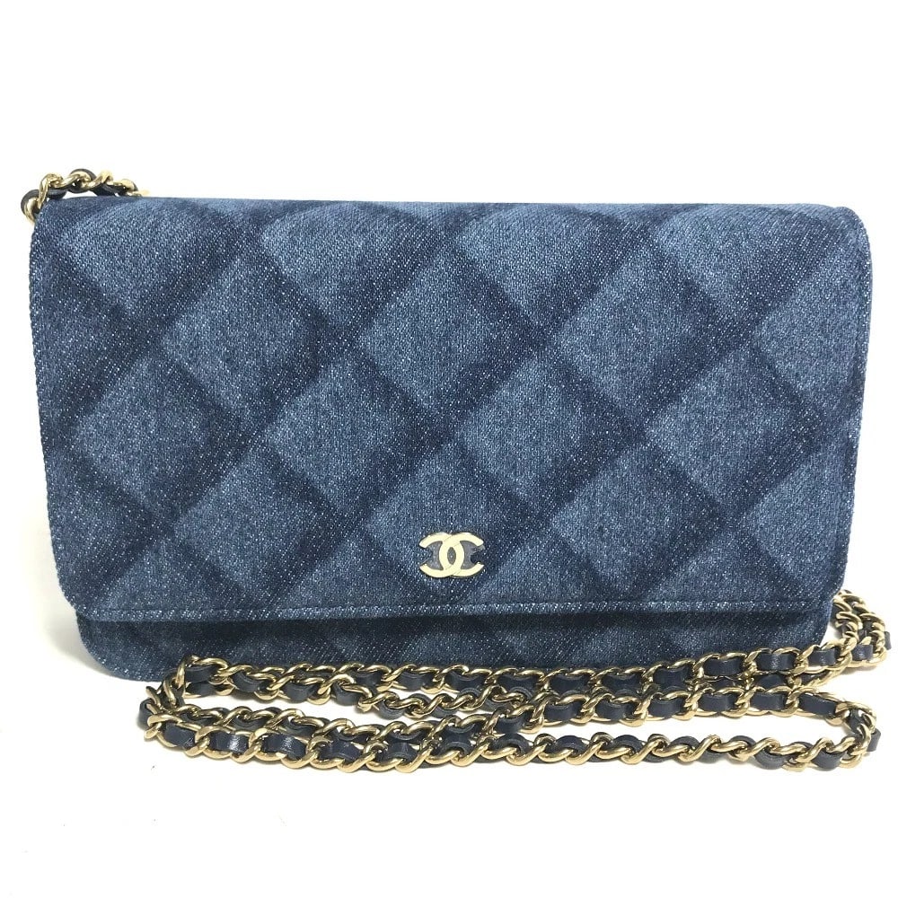 CHANEL LONG WALLET MATELASSE CHAIN WALLET CROSSBODY SHOULDER BAG: CHANEL Long Wallet Matelasse Chain Wallet Crossbody Shoulder Bag Brand: CHANEL Type/Style: Shoulder Bag Material: Denim Color: blue Size: W7.3xH4.3xD1.6inch / W18.5cmxH11cmxD4cm Shoulder longest: 48.0
