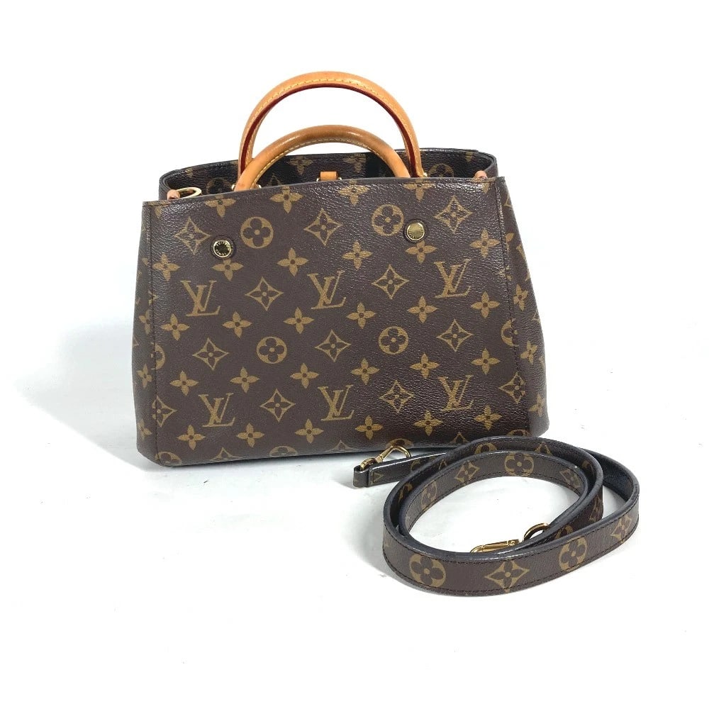 LOUIS VUITTON MONOGRAM MONTAIGNEBB 2WAY SHOULDER BAG: LOUIS VUITTON Monogram MontaigneBB 2WAY Shoulder Bag Brand: Louis Vuitton Type/Style: Hand Bag Material: MonogramCanvas Color: Brown Size: W11.4xH7.3xD4.7inch / W29cmxH18.5cmxD12cm Accessories: None