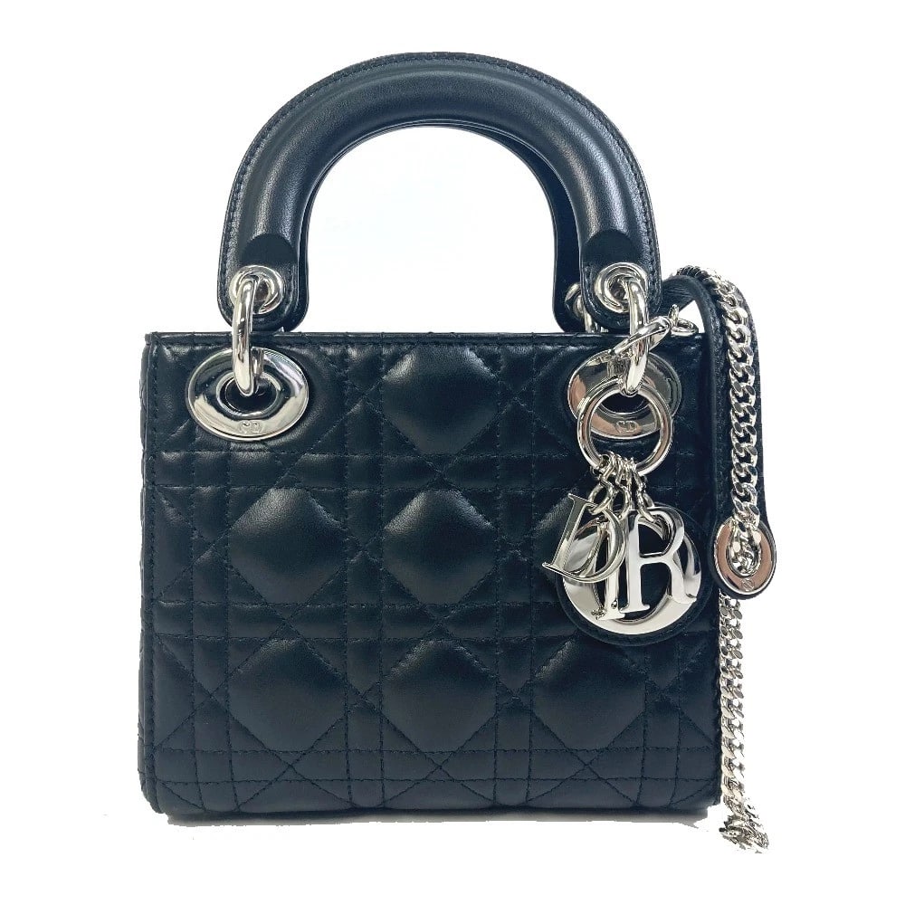 UNCHRISTIAN DIOR CANNAGE MINI 2WAY SHOULDER BAG: UNCHRISTIAN DIOR Cannage Mini 2WAY Shoulder Bag Brand: Dior Type/Style: Shoulder Bag Material: Leather Color: Black Size: W6.7xH5.9xD3.0inch / W17cmxH15cmxD7.5cm Accessories: None Accessor