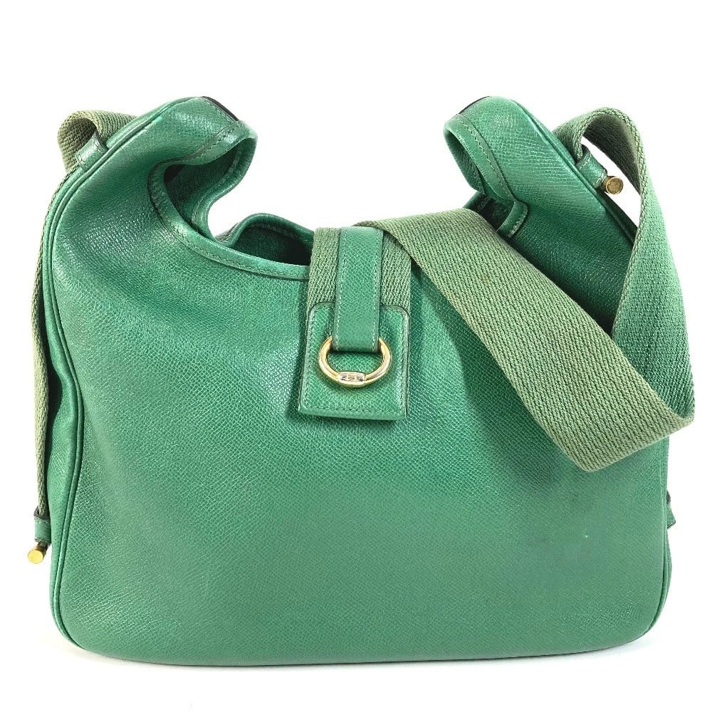 HERMES SAKO BAG TOTE BAG SHOULDER BAG: HERMES Sako Bag Tote Bag Shoulder Bag Brand: HERMES Type/Style: Shoulder Bag Material: Courchevel Color: Green/Gold Hardware Size: W12.0xH8.3xD3.3inch / W30.5cmxH21cmxD8.5cm Accessories: None