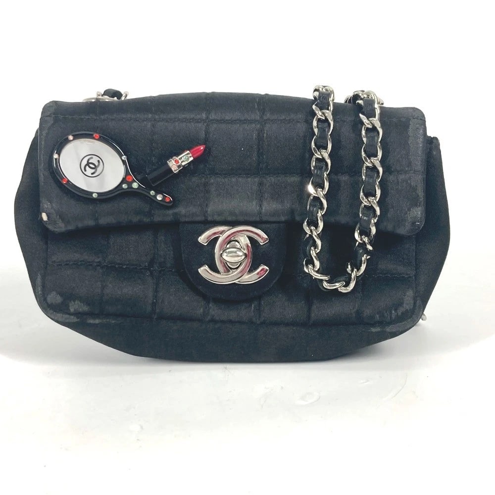 CHANEL BAG POCHETTE LIPSTICK MIRROR CC CC MARK CHAIN BAG: CHANEL Bag Pochette Lipstick Mirror CC CC Mark Chain bag Brand: CHANEL Type/Style: Shoulder Bag Material: satin Color: Black Size: W5.1xH3.1xD1.2inch / W13cmxH8cmxD3cm Accessories: None Accessories