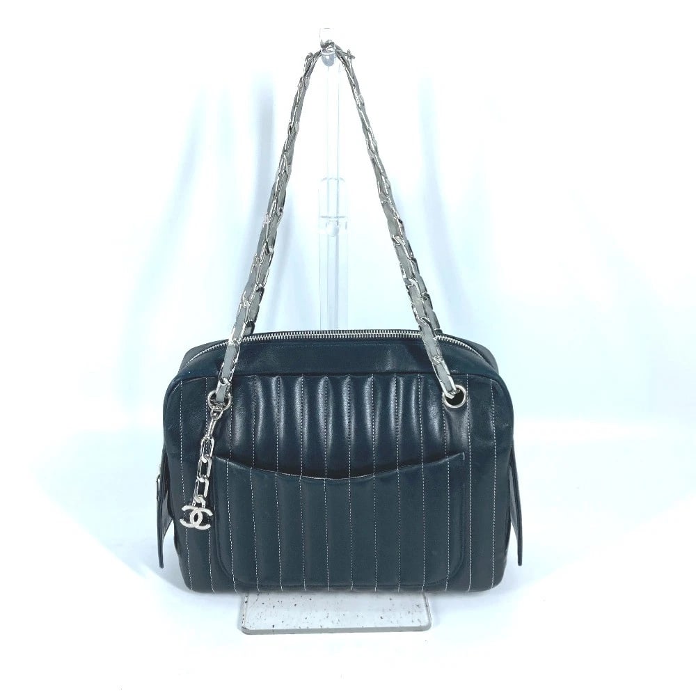 CHANEL SHOULDER BAG MADEMOISELLE DOUBLE CHAIN SHOULDER BAG: CHANEL shoulder bag Mademoiselle Double Chain Shoulder Bag Brand: CHANEL Type/Style: Shoulder Bag Material: Leather Color: Black / Silver Size: W10.0xH7.3xD3.1inch / W25.5cmxH18.5cmxD8cm Accessori