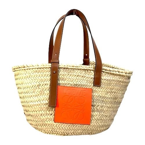 UNLOEWE ANAGRAM SHOULDER BAG BASKET BAG: UNLOEWE Anagram Shoulder Bag Basket bag Brand: Type/Style: Tote Bag Material: straw Color: Orange x Beige Size: W11.4xH9.6xD7.1inch / W29cmxH24.5cmxD18cm Accessories: None Accessories Noti
