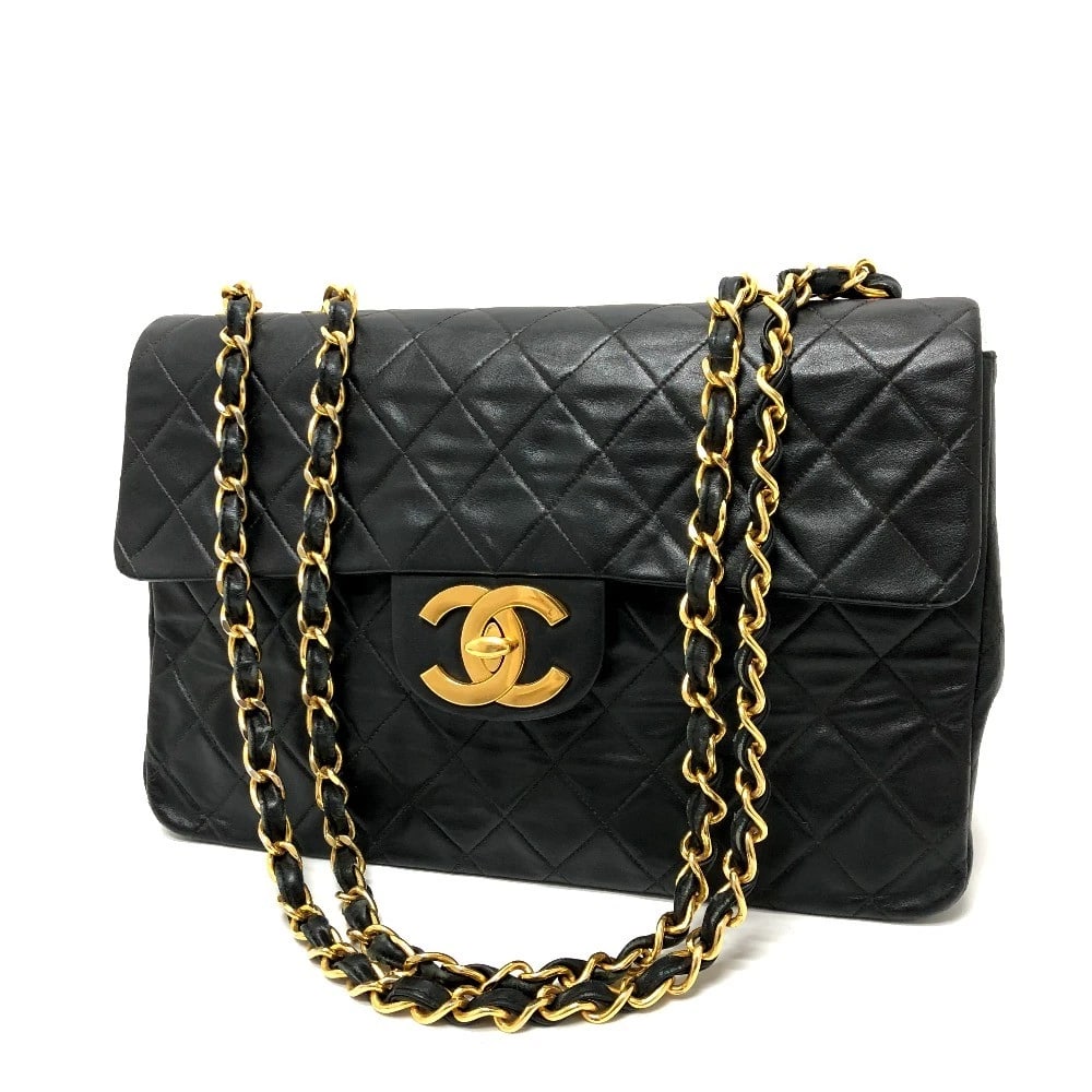 CHANEL DOUBLE CHAIN JUMBO MATELASSE34 2WAY BAG SHOULDER BAG: CHANEL Double Chain Jumbo Matelasse34 2WAY bag Shoulder Bag Brand: CHANEL Type/Style: Shoulder Bag Material: Leather Color: Black / GoldHardware Size: W13.2xH8.7xD3.9inch / W33.5cmxH22cmxD10cm Handle: