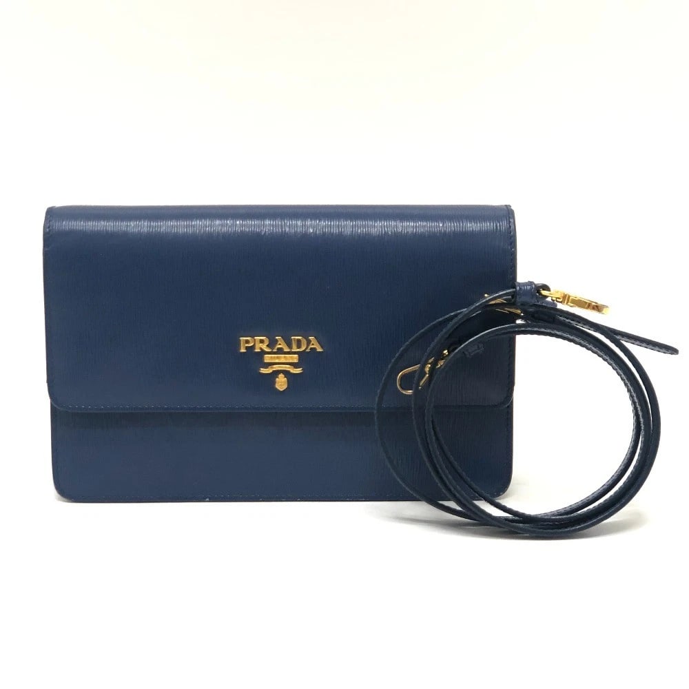 PRADA BAG LOGO WALLET MINI BAG: PRADA Bag Logo Wallet Mini Bag Brand: PRADA Type/Style: Shoulder Bag Material: Leather Color: Blue Size: W7.9xH4.9xD1.6inch / W20cmxH12.5cmxD4cm Accessories: None Accessories Notice: When