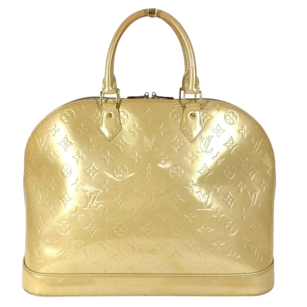 LOUIS VUITTON MONOGRAMVERNIS ALMA GM TOTE BAG: LOUIS VUITTON MonogramVernis Alma GM Tote Bag Brand: Louis Vuitton Type/Style: Hand Bag Material: Monogram Vernis Canvas Color: Blanc Corail / Beige Size: W15.0xH11.0xD7.3inch / W38cmxH28cmxD18.5cm