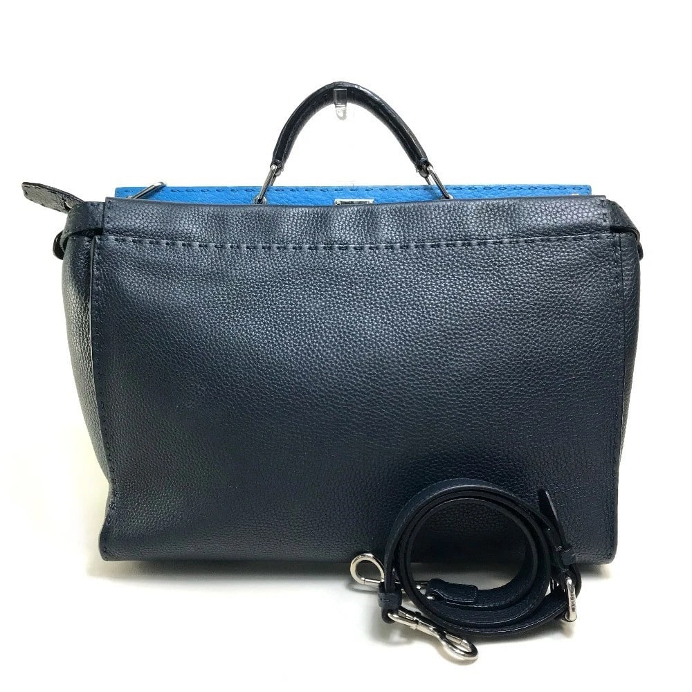 FENDI SELLERIA PEEKABOO 2WAY SHOULDER BAG BUSINESS BAG: FENDI Selleria Peekaboo 2WAY Shoulder Bag Business bag Brand: FENDI Type/Style: Business bag Material: Leather Color: Navy x Blue Size: W15.9xH11.8xD6.7inch / W40.5cmxH30cmxD17cm Handle: 7.5inch /